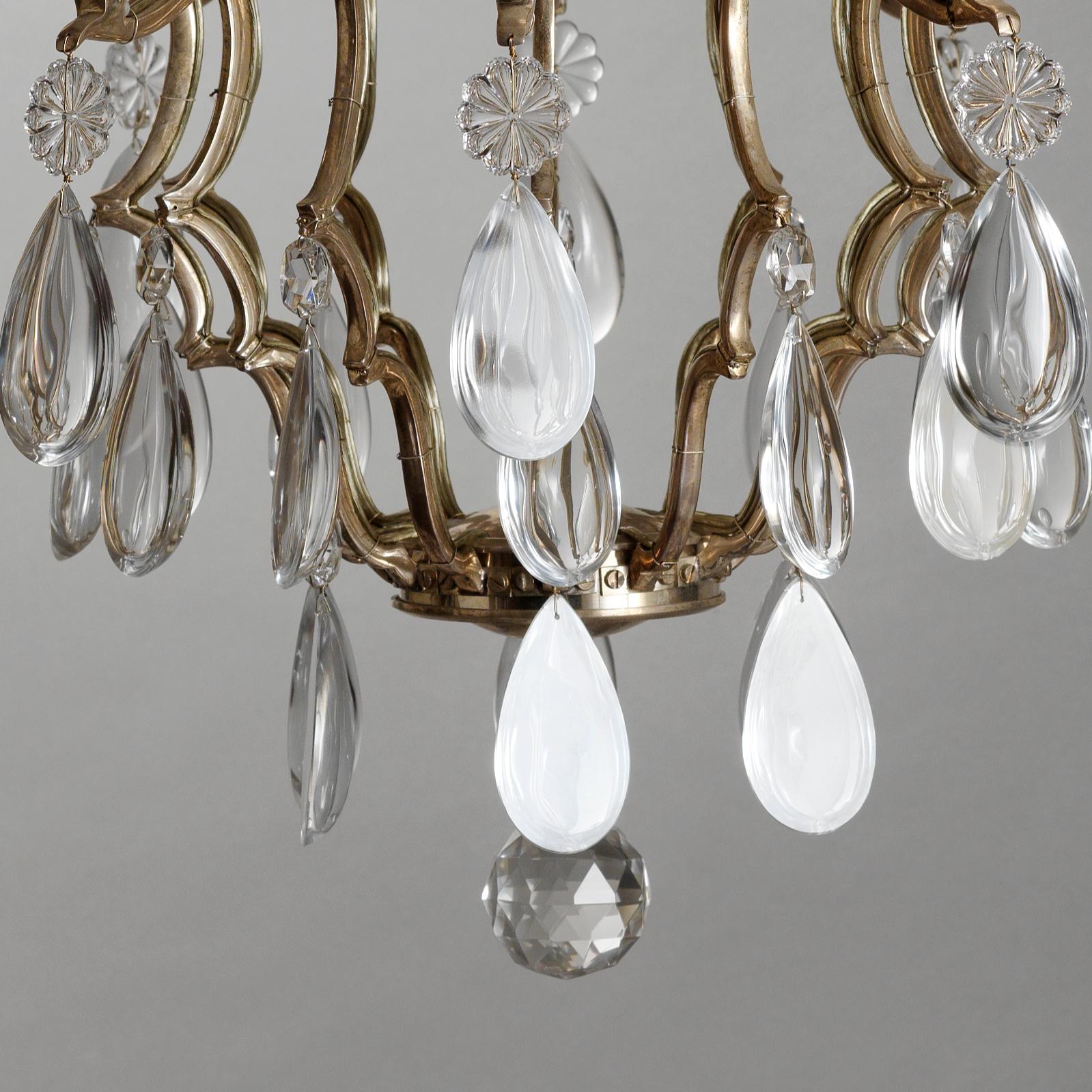Faceted Louis XIV Style Silvered Bronze and Crystal Chandelier by Gherardo Degli Albizzi For Sale