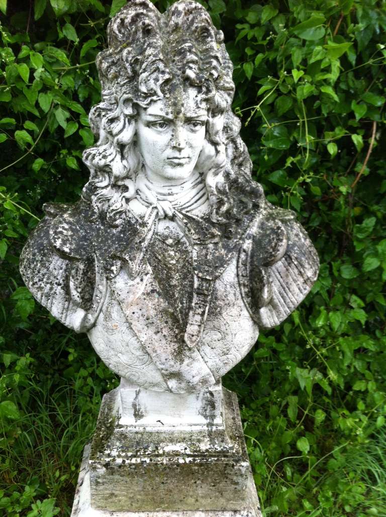 Louis XIV Statue King of France original patina cast stone from 20th Century France For Sale