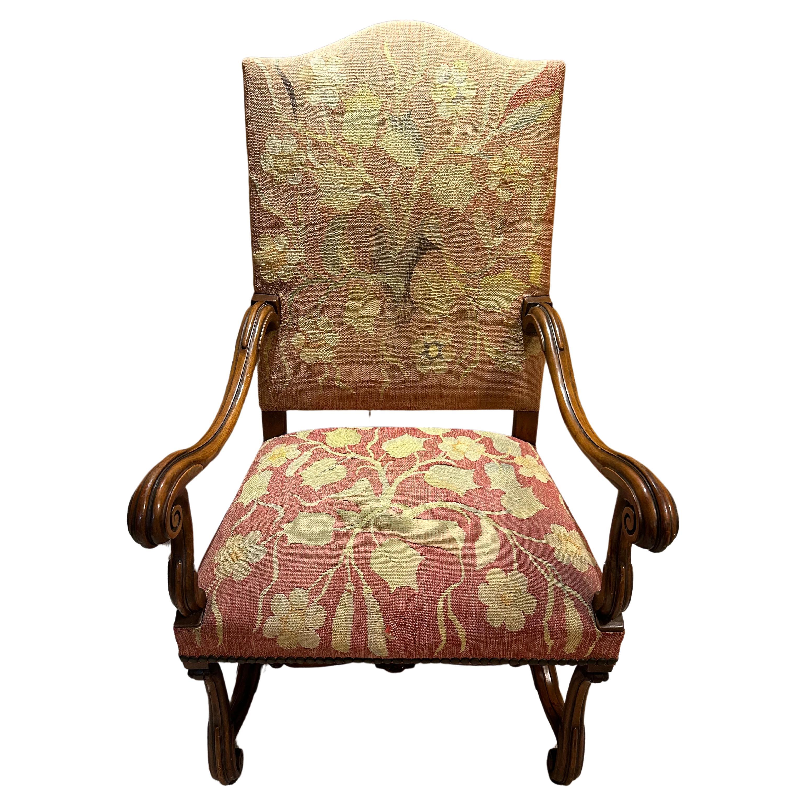 Louis XIV Style Walnut Armchair, French, 19th Century