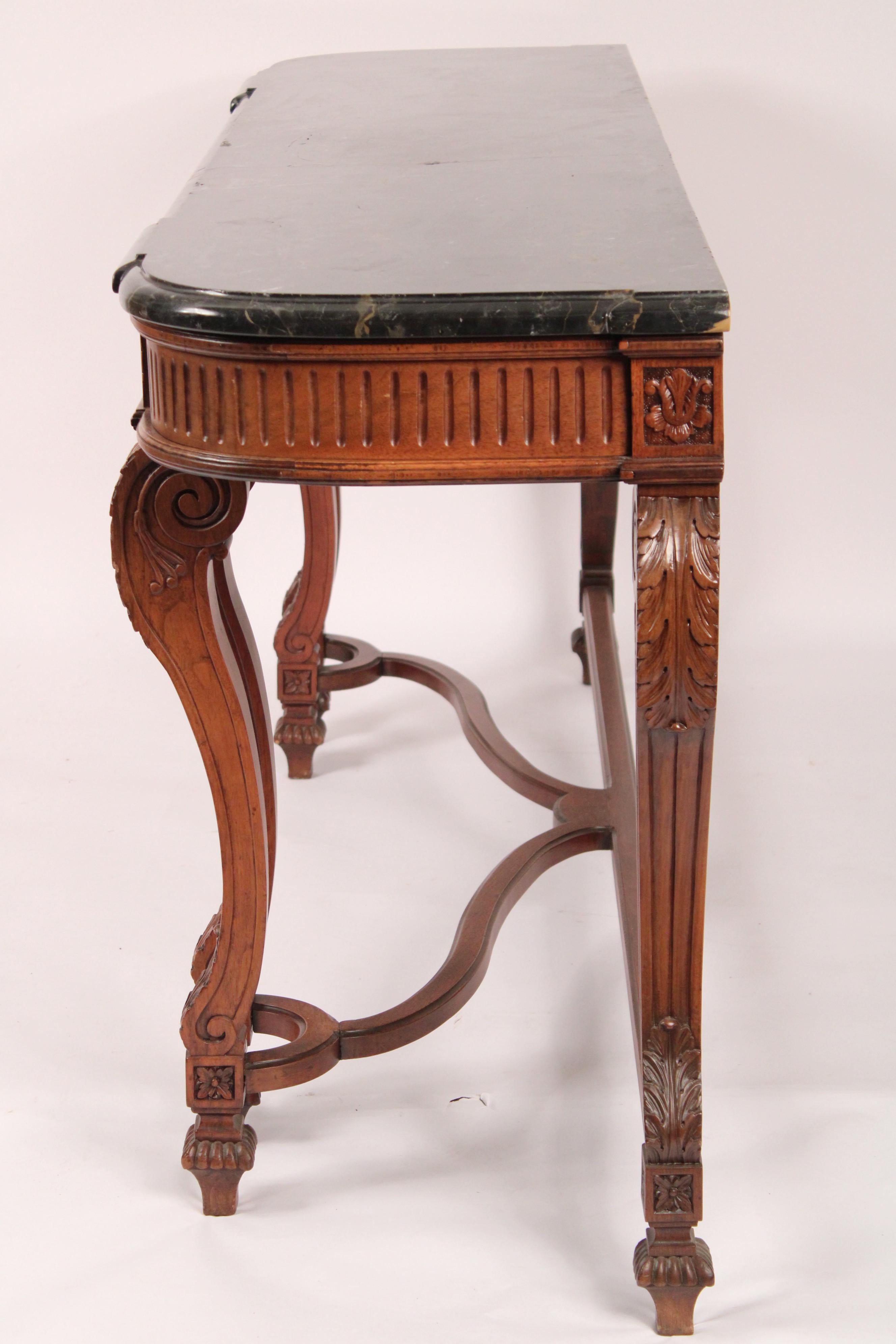Louis XIV Style Walnut Console table In Fair Condition For Sale In Laguna Beach, CA