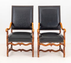 Louis XIV Style Walnut Fauteuil, Pair