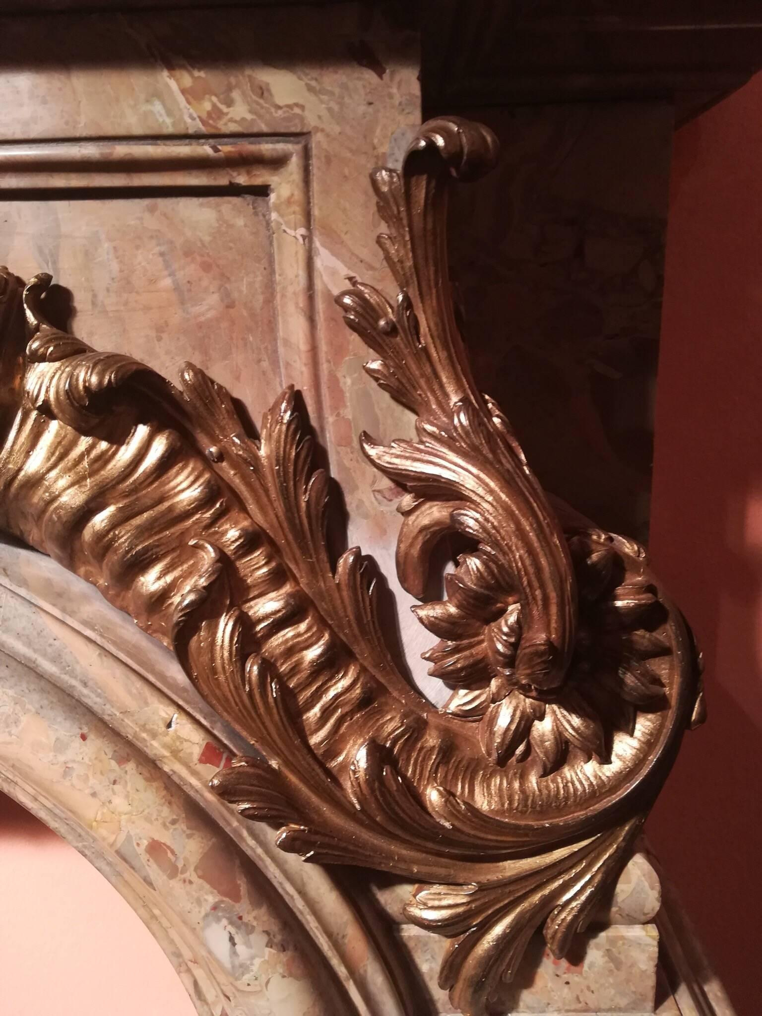 Louis XIV Style, Fireplace Hercules Versailles Sarrancolin Marble & Gilt Bronze For Sale 5