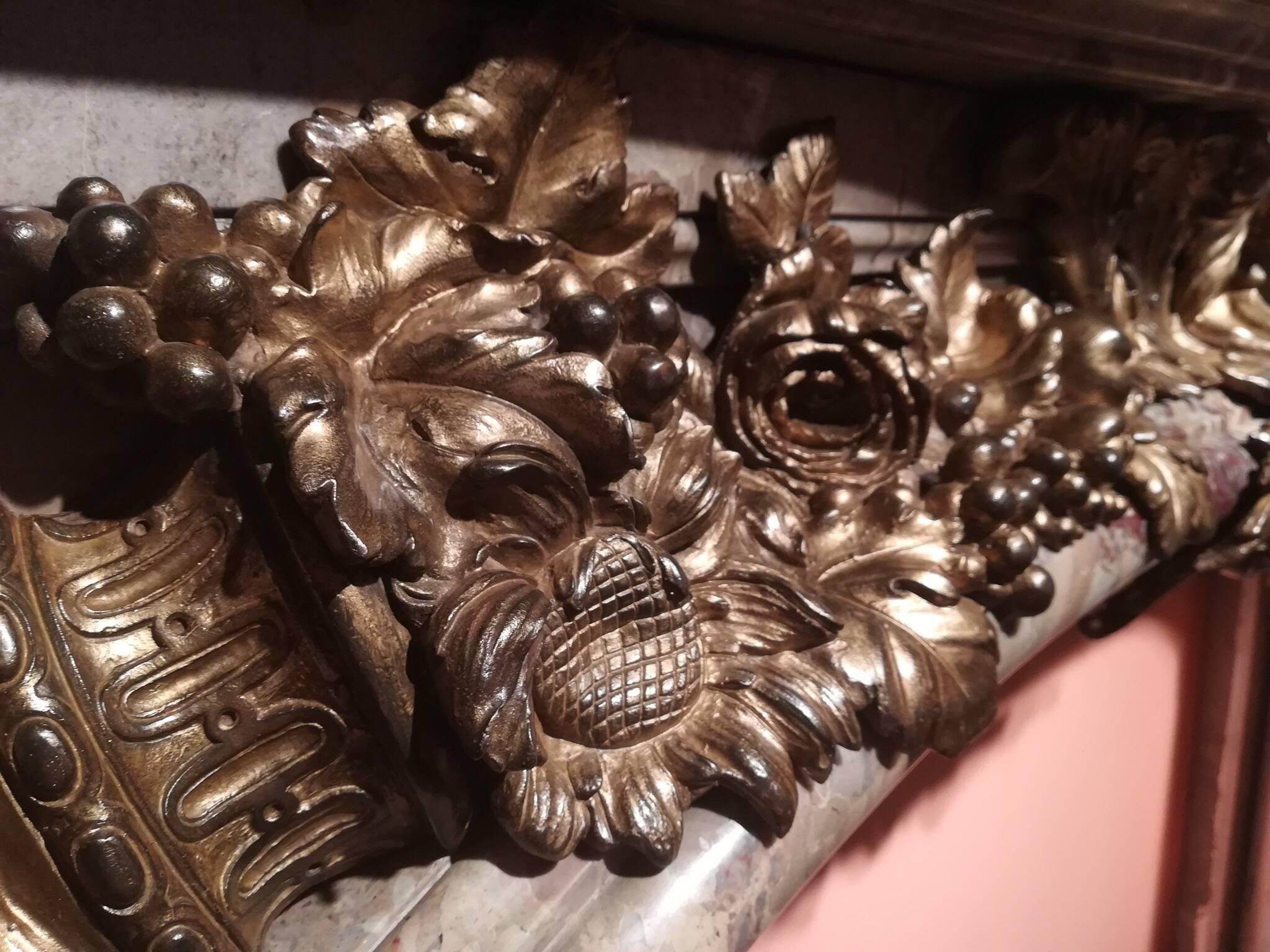 Louis XIV Style, Fireplace Hercules Versailles Sarrancolin Marble & Gilt Bronze For Sale 6