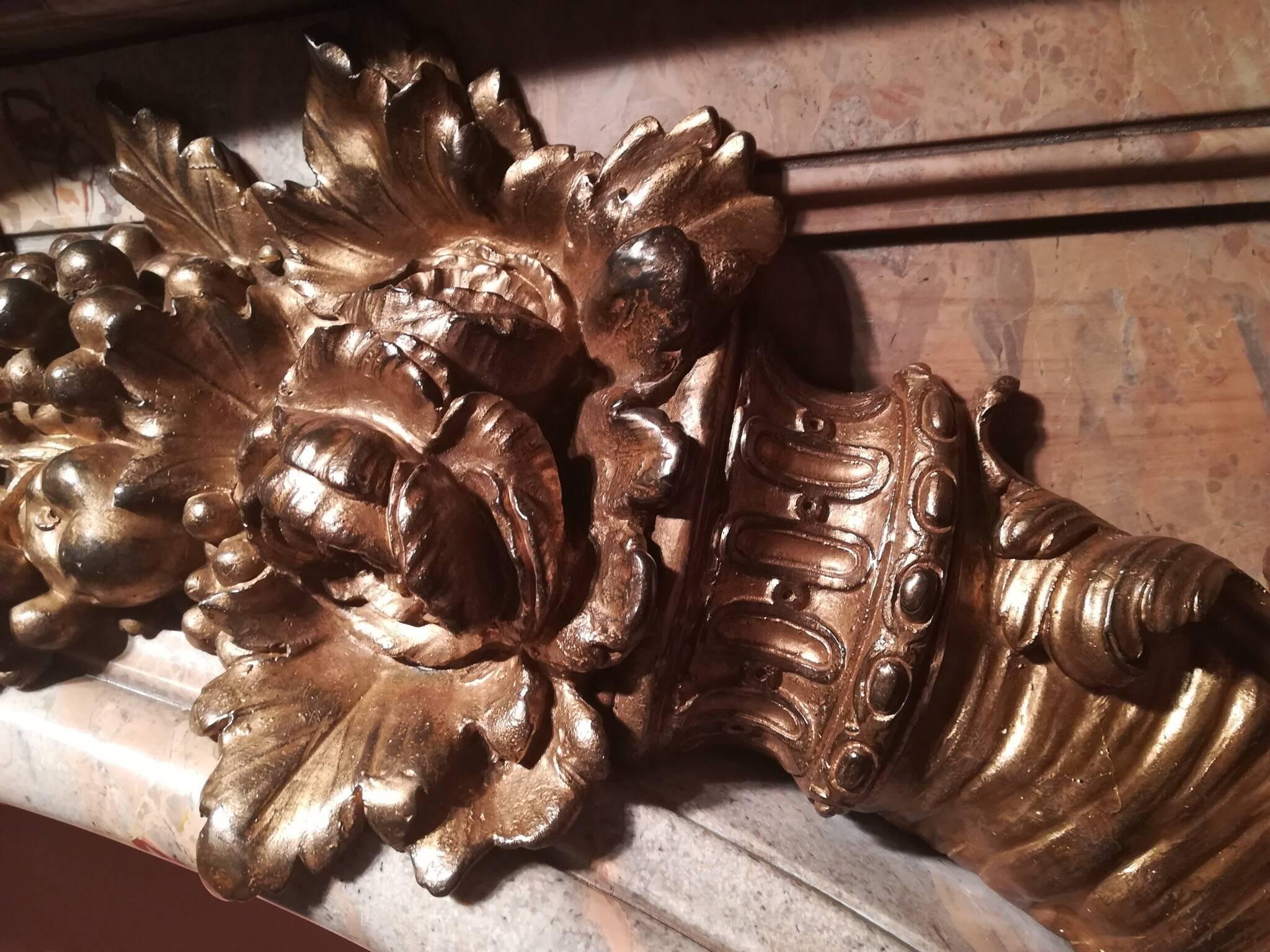 Louis XIV Style, Fireplace Hercules Versailles Sarrancolin Marble & Gilt Bronze For Sale 7