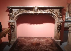 Louis XIV Style, Fireplace Hercules Versailles Sarrancolin Marble & Gilt Bronze