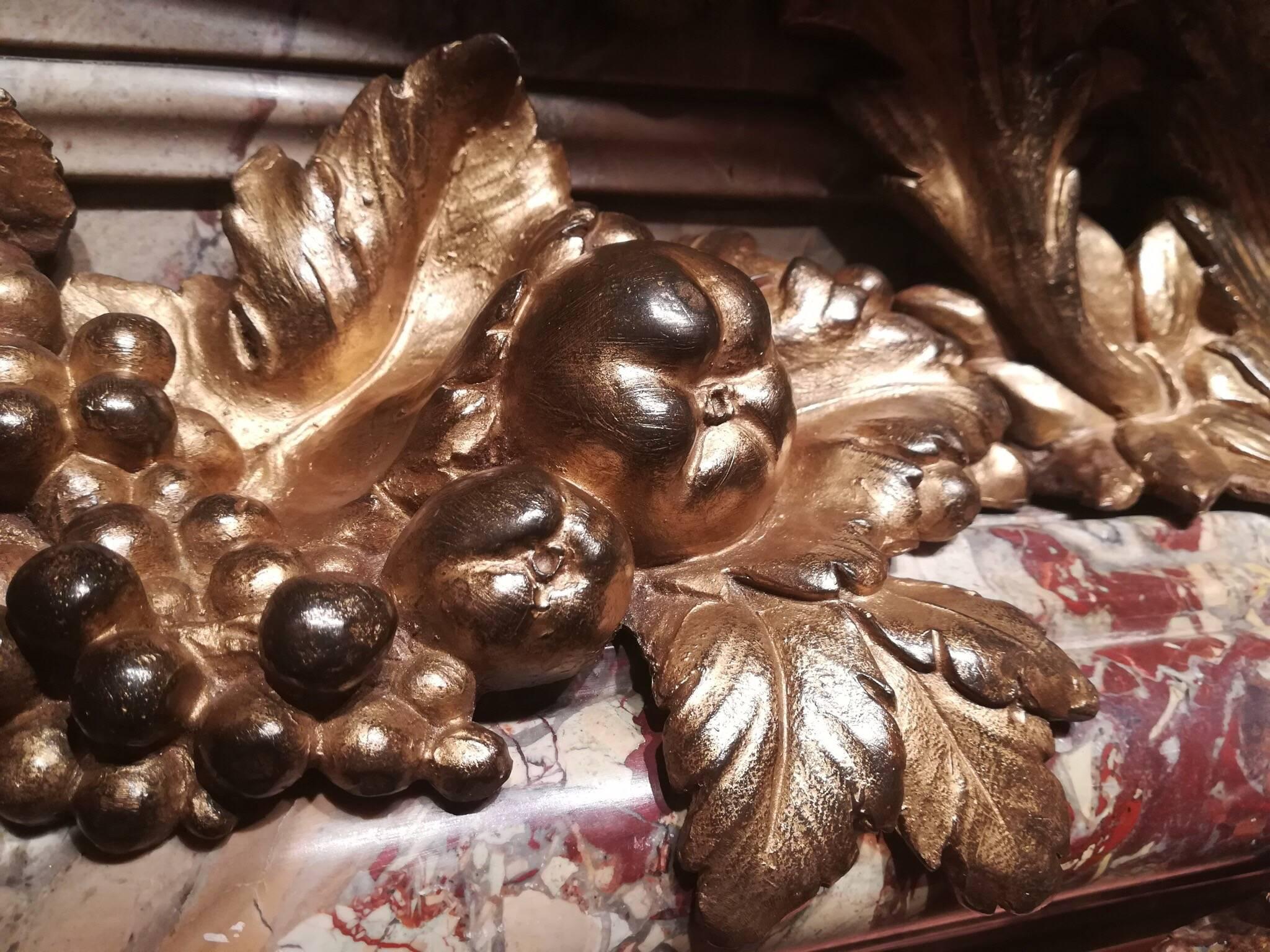 Louis XIV Style, Fireplace Hercules Versailles Sarrancolin Marble & Gilt Bronze For Sale 4