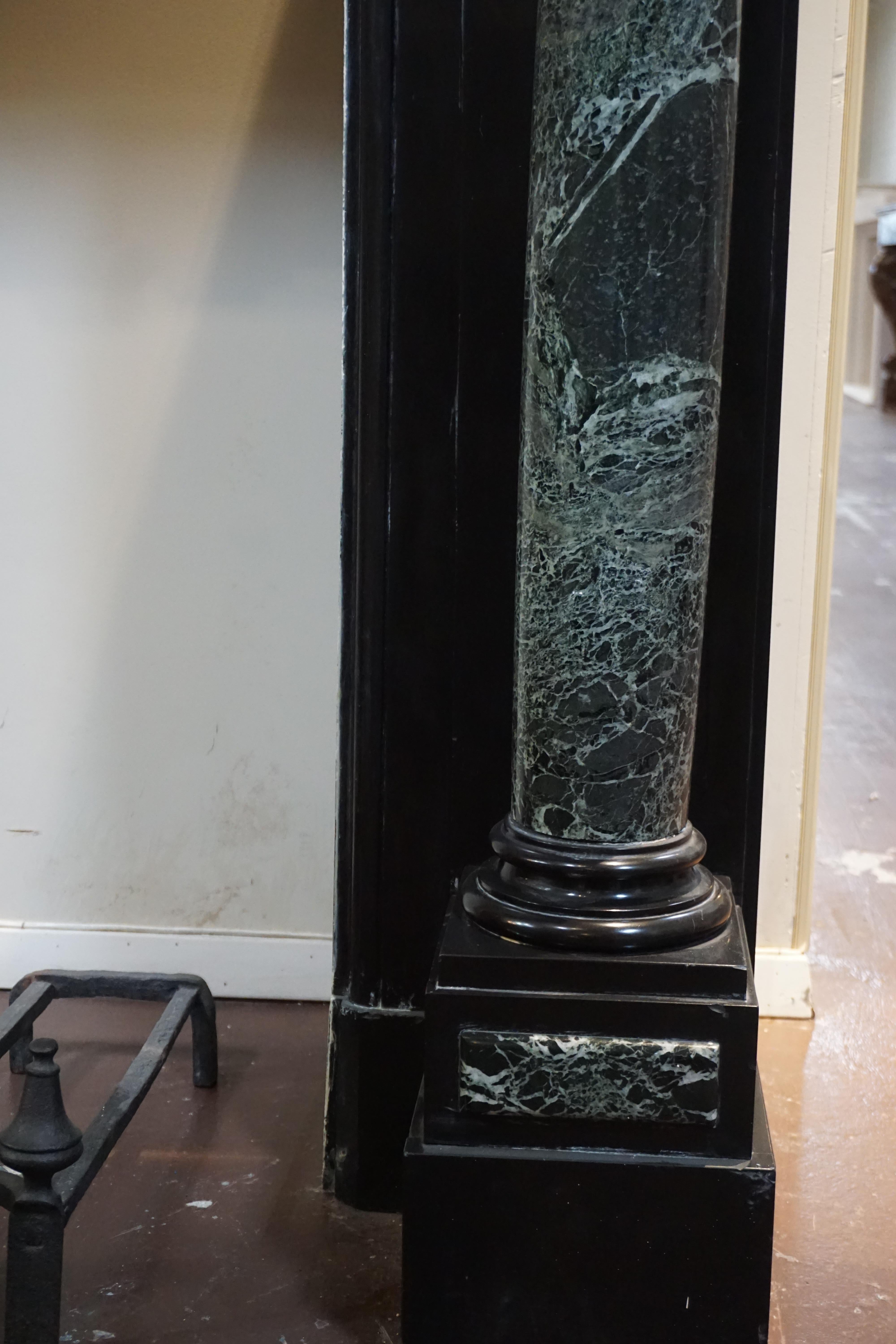 Louis XIV Verde Black Marble Mantel 2