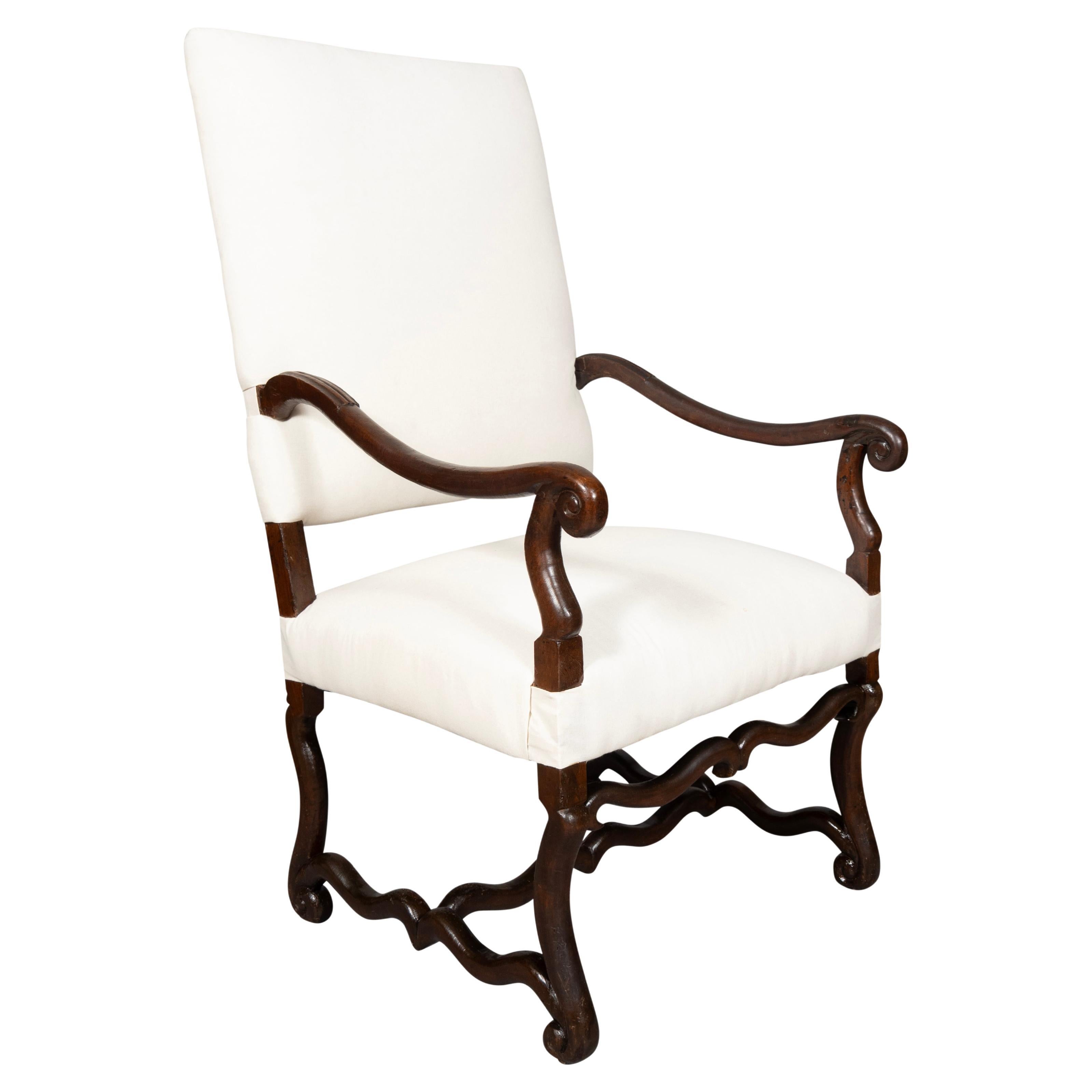 Louis XIV Walnut Os De Mouton Armchair