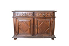 Antique Louis XIV Walnut Sideboard with Geometric Panels, Lombardy-Piedmont, 17th Centur