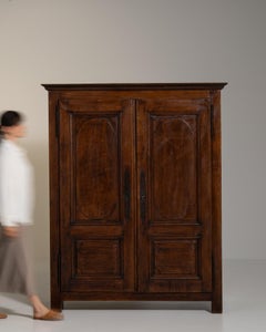 Louis XIV Wardrobe, Brown Wood, Antique Armoire from France, 1800s