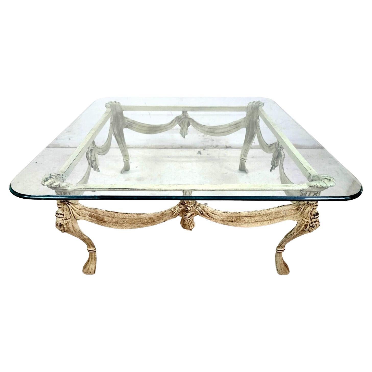Louis XlV Metal & Glass Coffee Cocktail Table For Sale