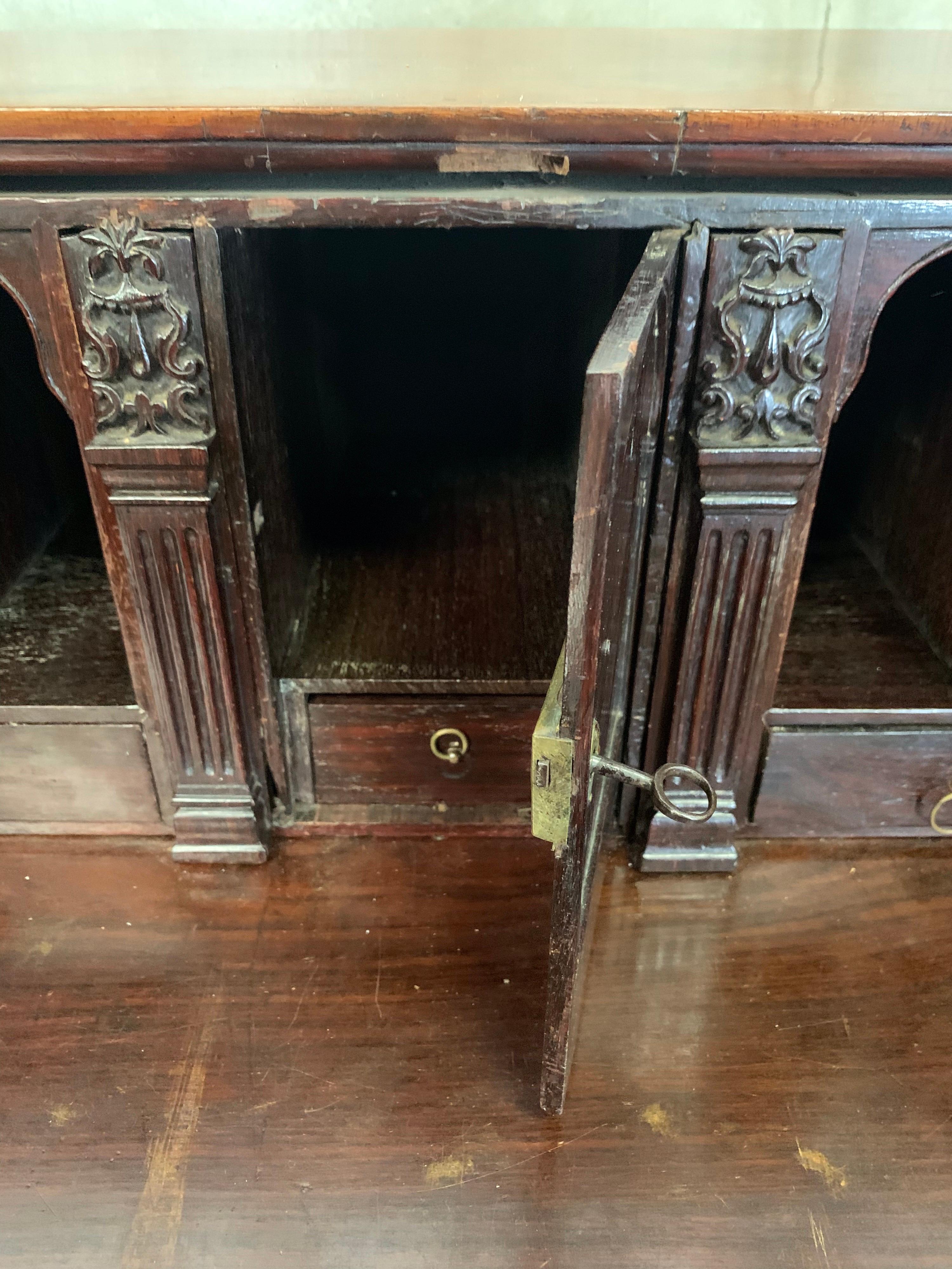 Louis XV 1750 Dutch Organ Bent Secretaire with Brass Fittings Mahogany Rosewood 8