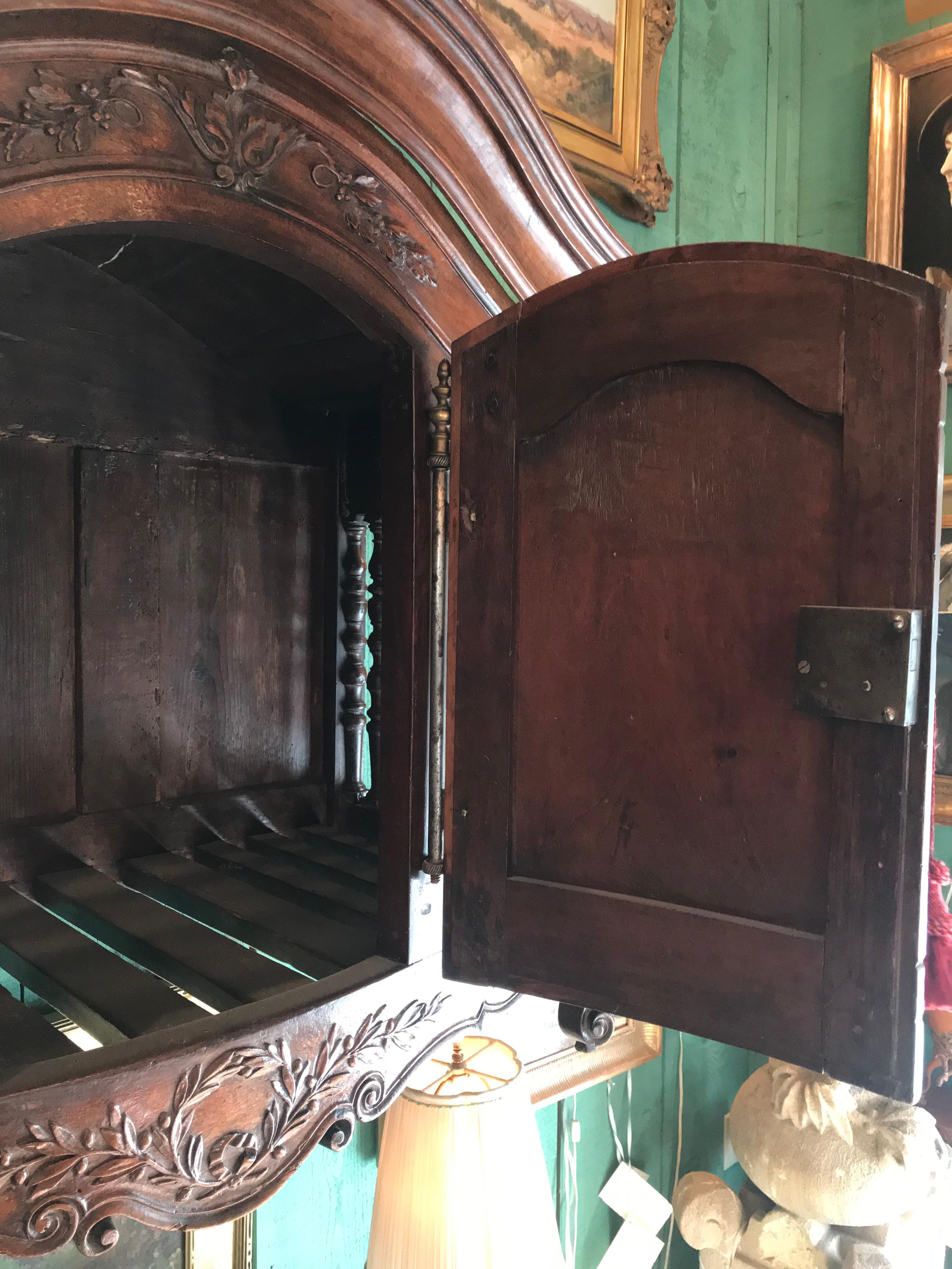 18th C. Hand Carved Wood Walnut Cupboard Wall mount