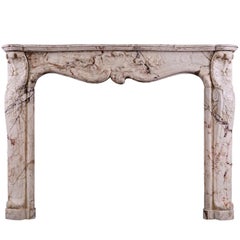 Louis XV Antique Fireplace in Variegated Marble