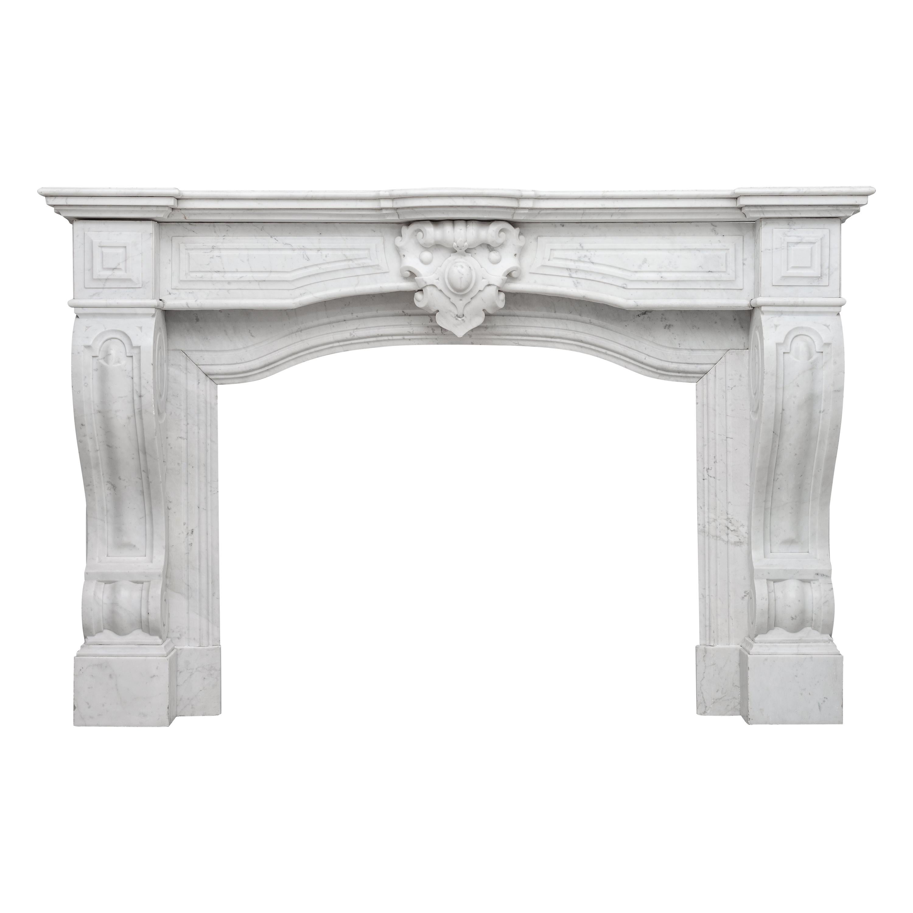 Louis XV Antique White Carrara Marble fireplace