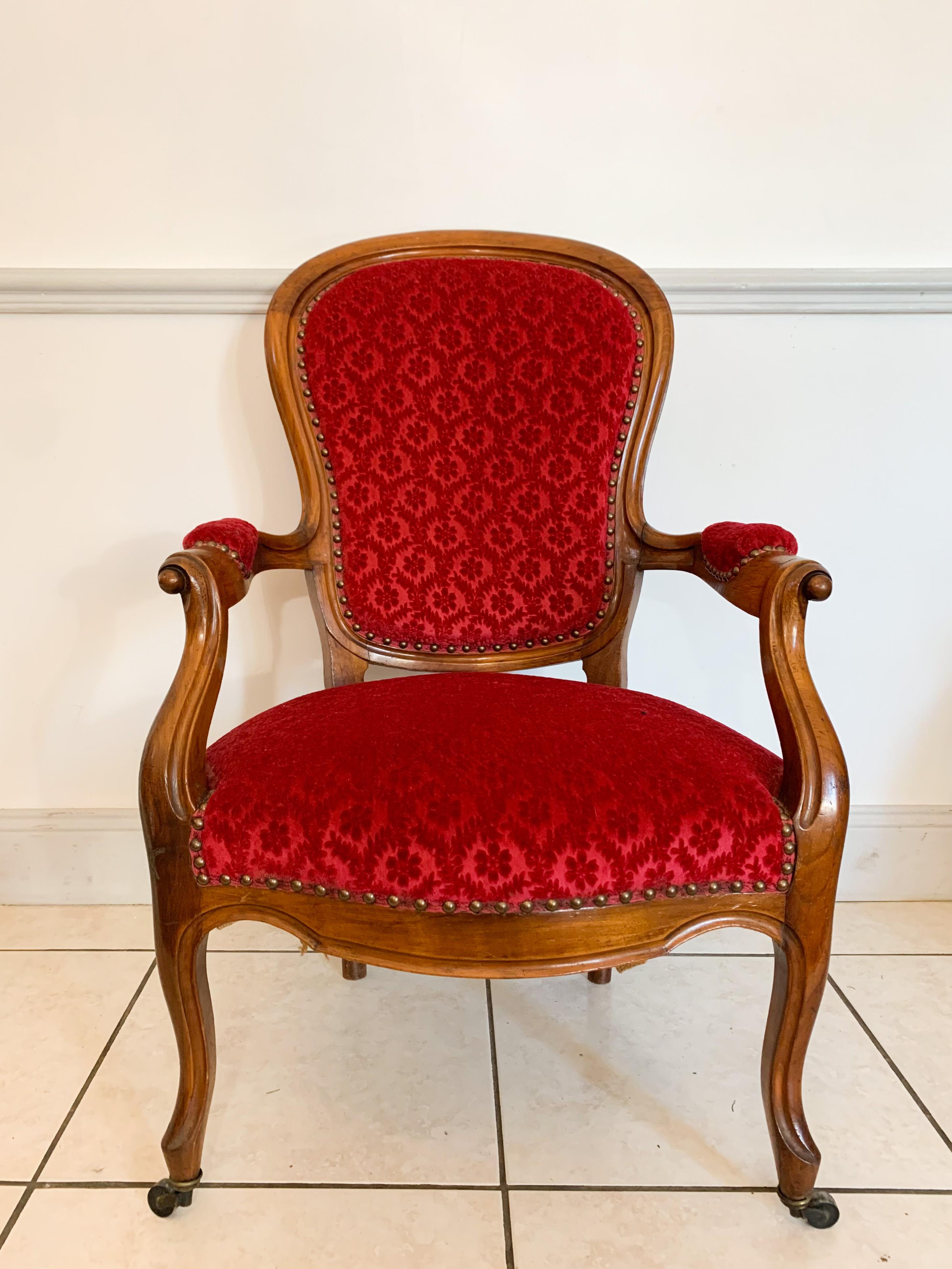 French Louis XV Armchair Cabriolet Circa 1850 For Sale