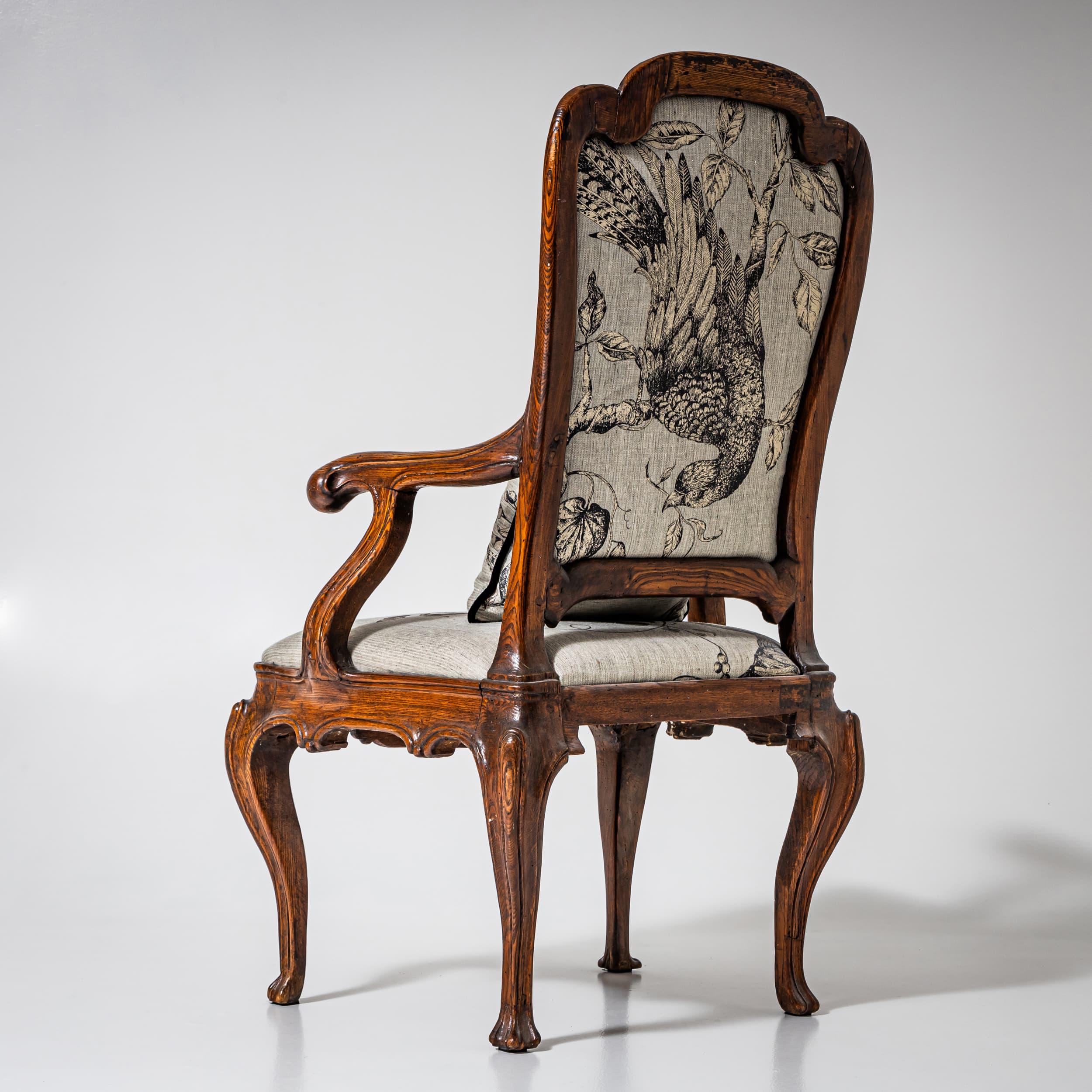 Fabric Louis XV Armchair, France, Mid-18th Century For Sale