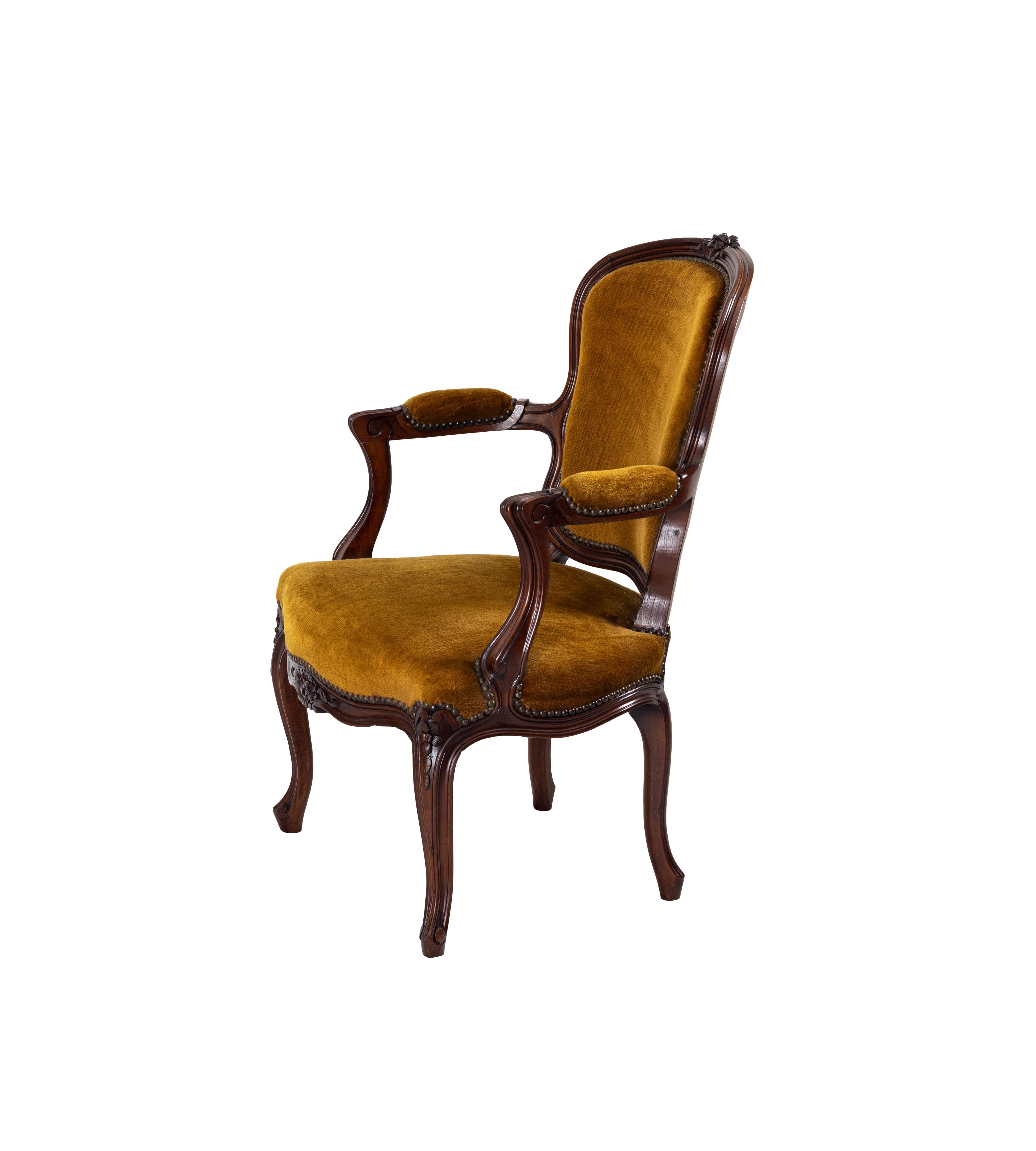 French Louis XV Armchairs, 19th Century For Sale