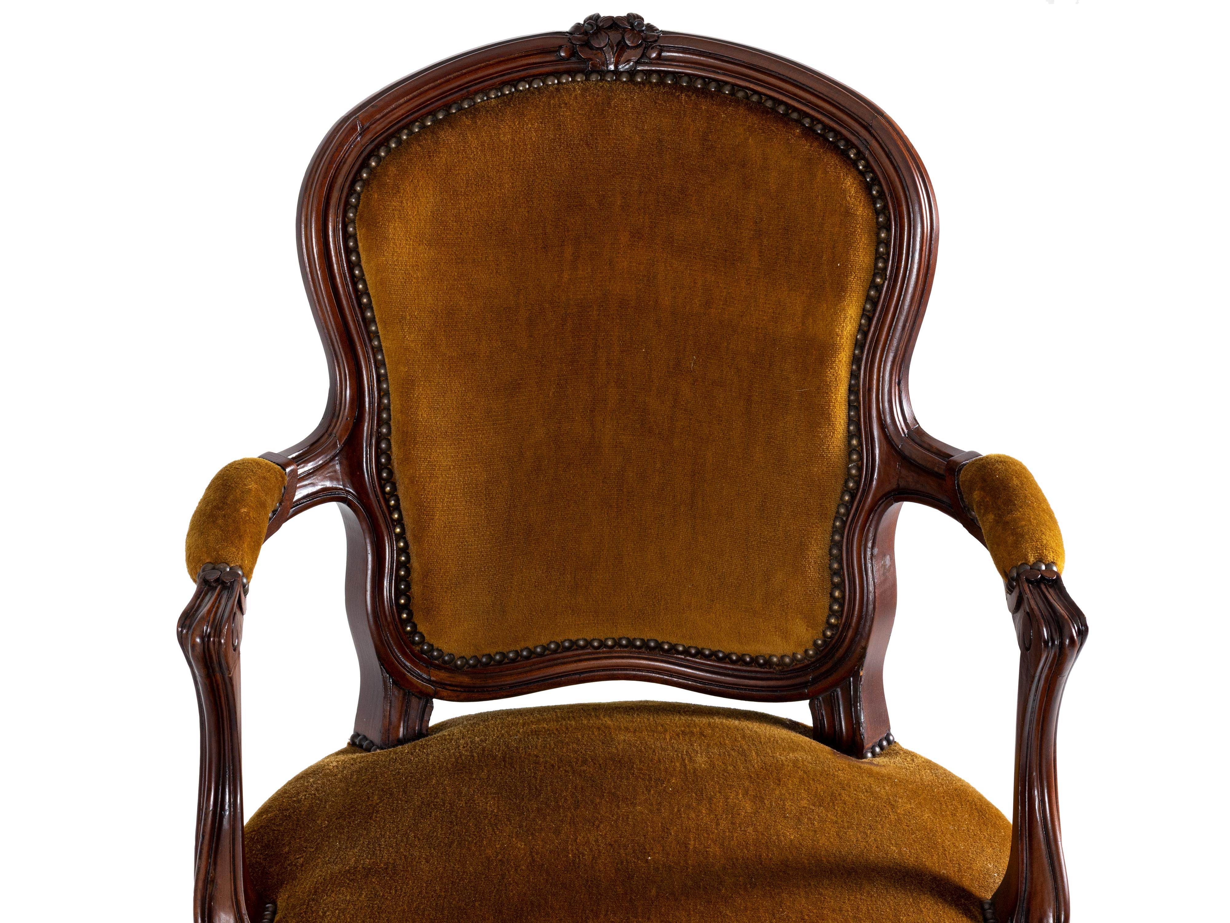 Fabric Louis XV Armchairs, 19th Century For Sale