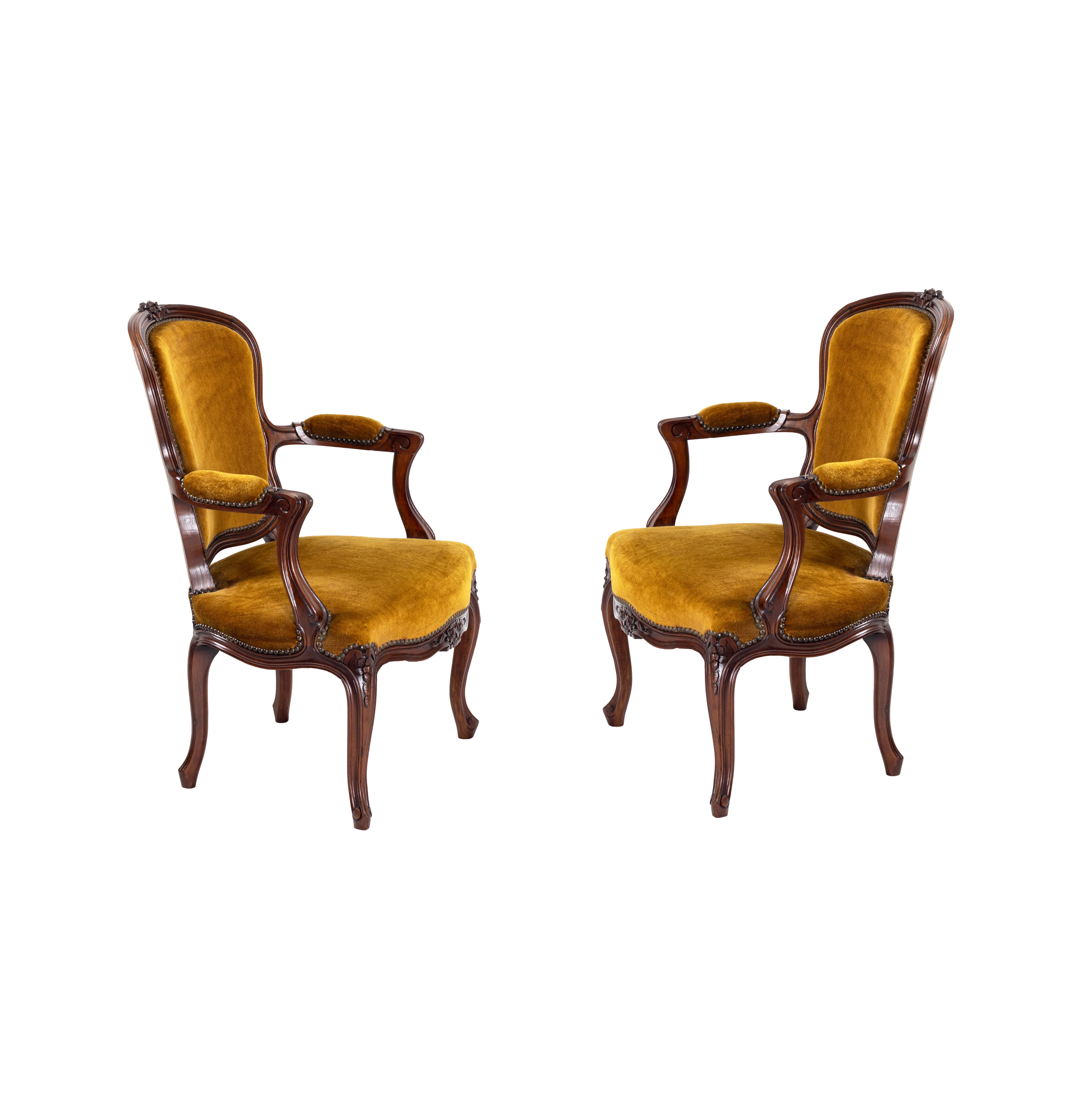 Louis XV Armchairs, 19th Century For Sale 2
