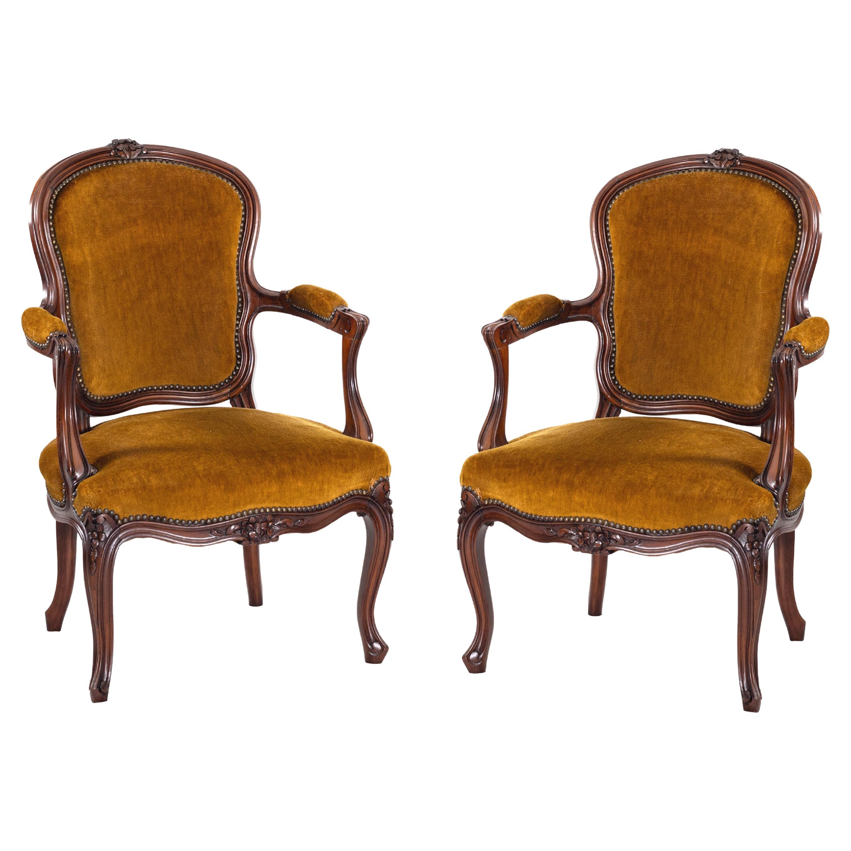 Louis XV Armchairs, 19th Century For Sale at 1stDibs