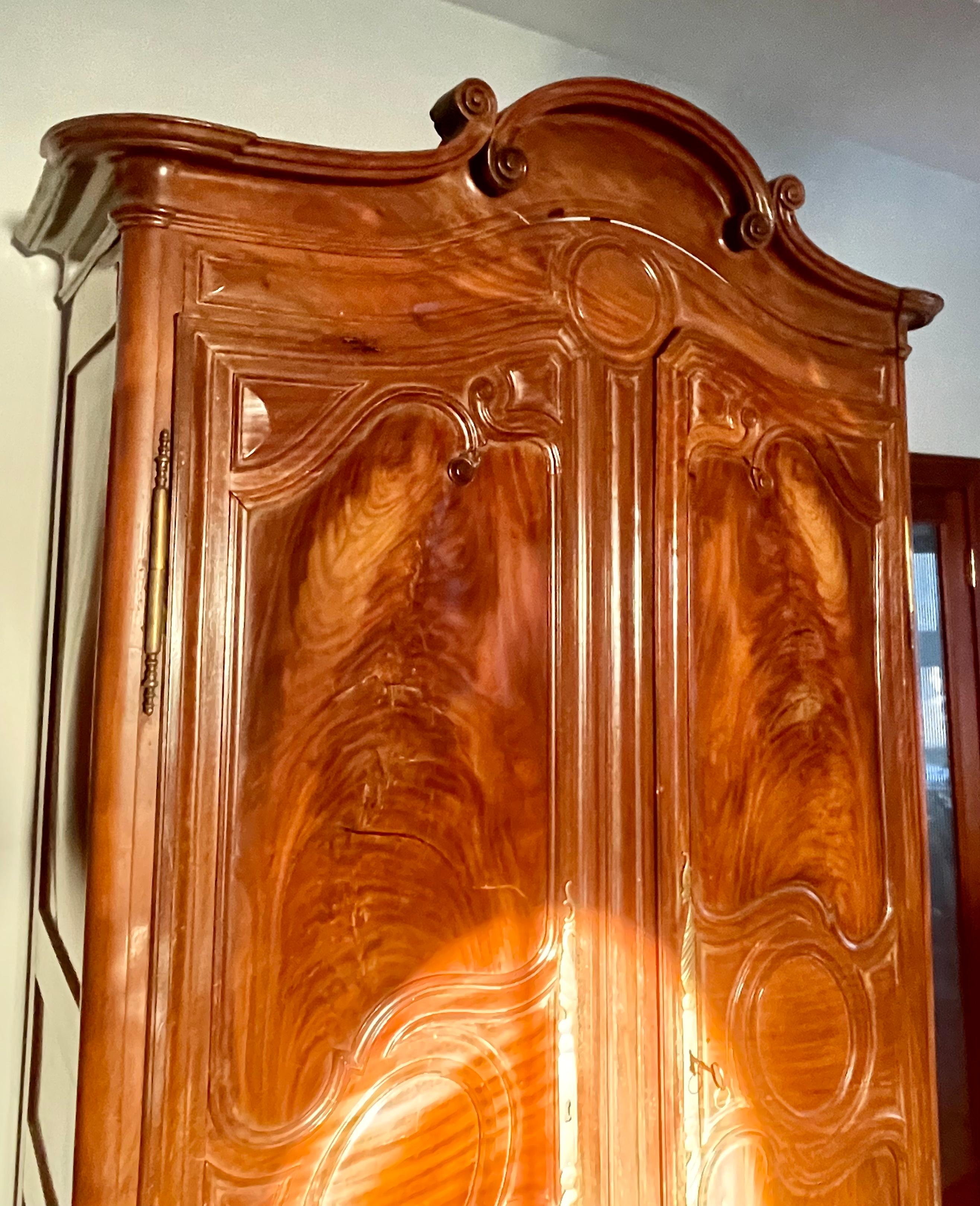 18th Century and Earlier Solid Mahogany Armoire For Sale