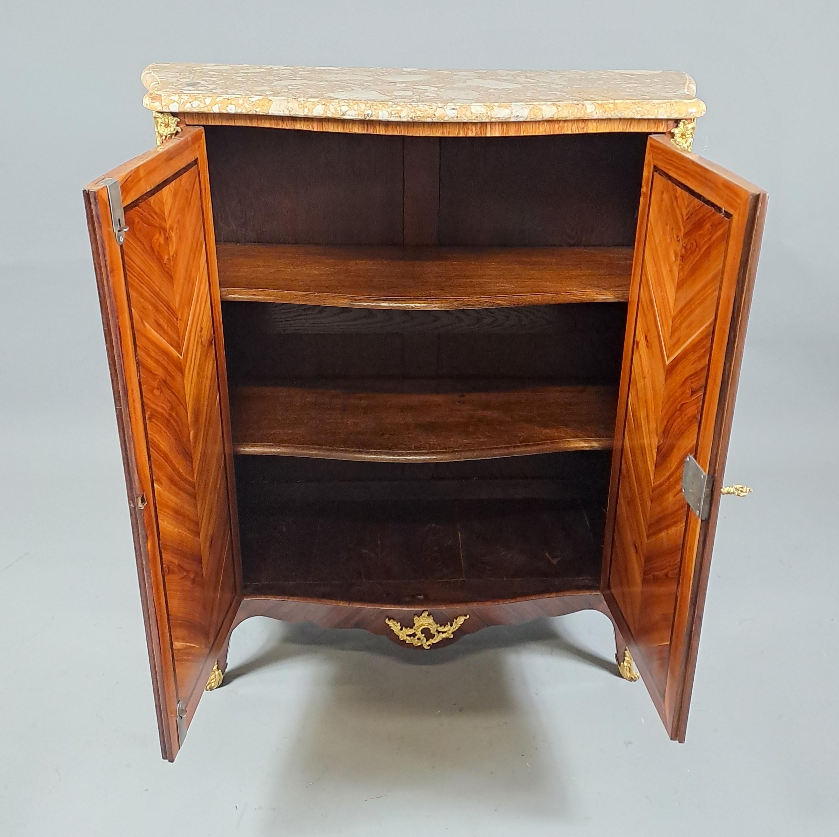 Louis XV Armoirette With Floral Marquetry And Gilt Bronze For Sale 7