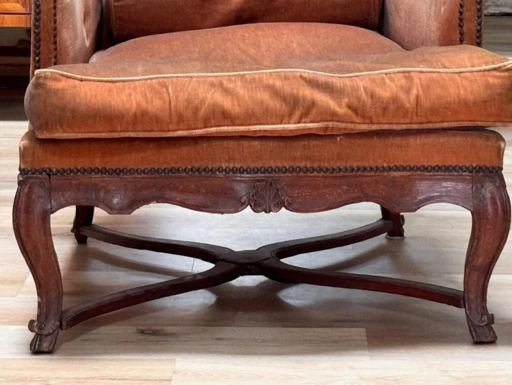 18th Century Louis XV beechwood bergère à oreilles, 18th c.