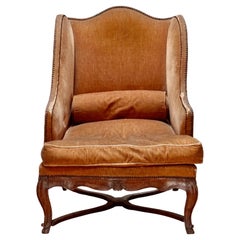Louis XV beechwood bergère à oreilles, 18th c.