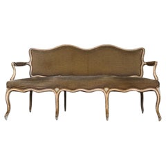 Banc Louis XV en bois sculpté et peint, XVIIIe siècle