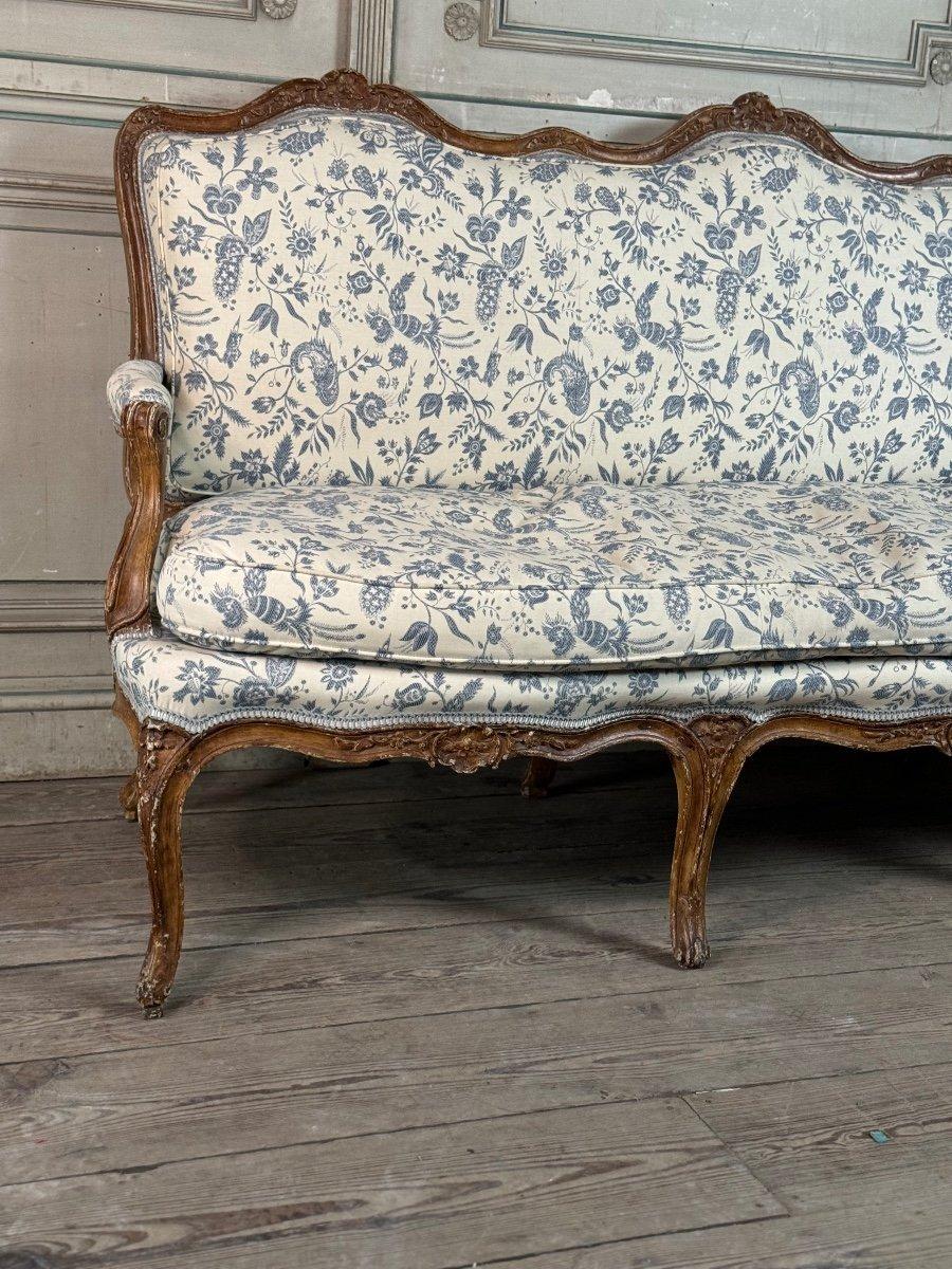 Louis XV Bench In Carved Wood Oak Patina 18th Century In Excellent Condition For Sale In Honnelles, WHT