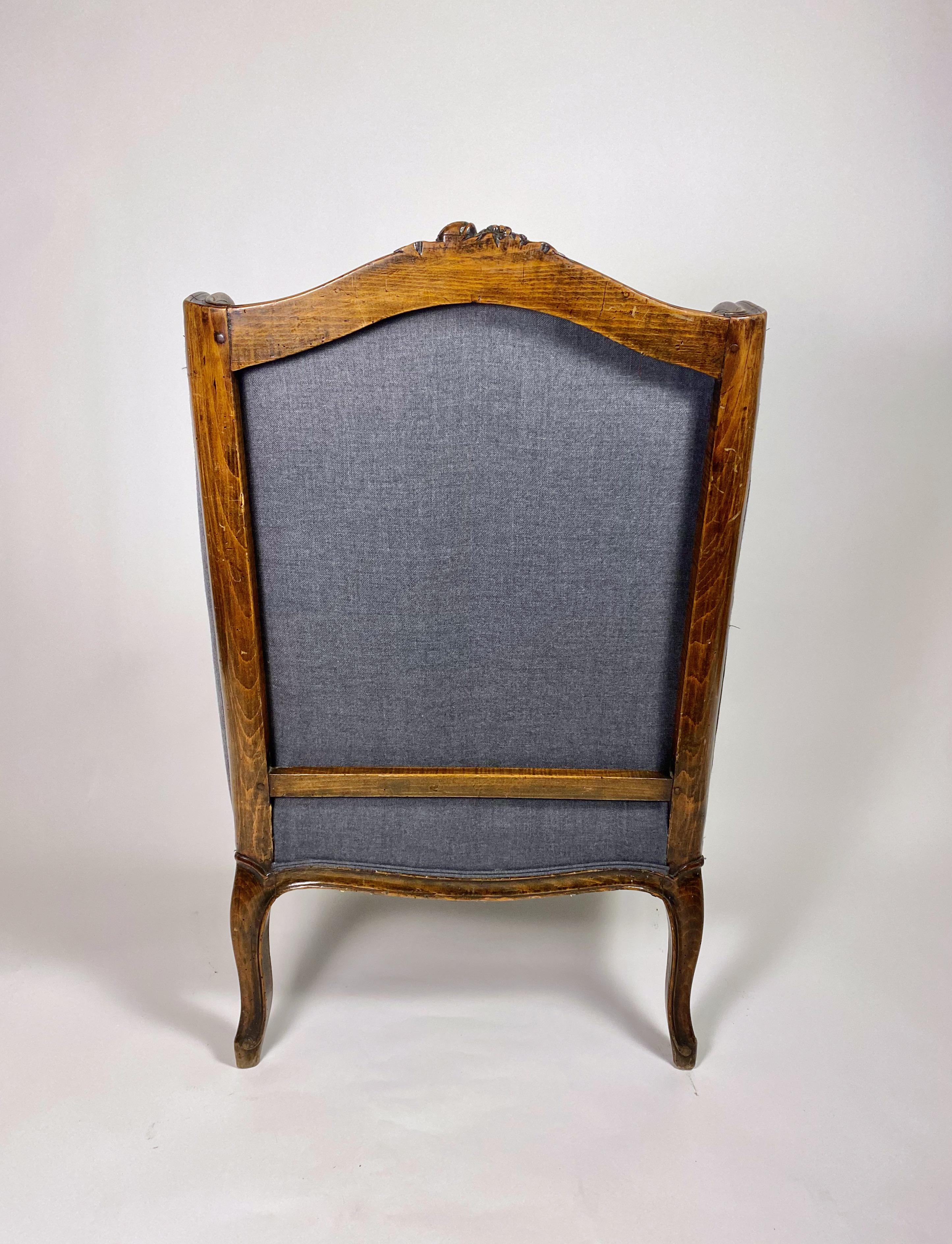 Hand-Carved Louis XV Bergere For Sale