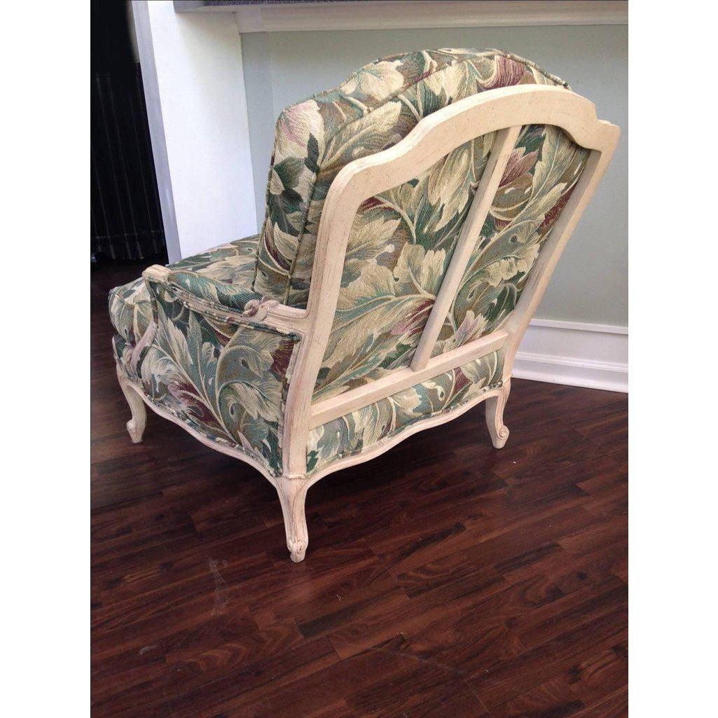 Hollywood Regency Louis XV Bergère Tropical Botanical Print Palm Club Chair en vente