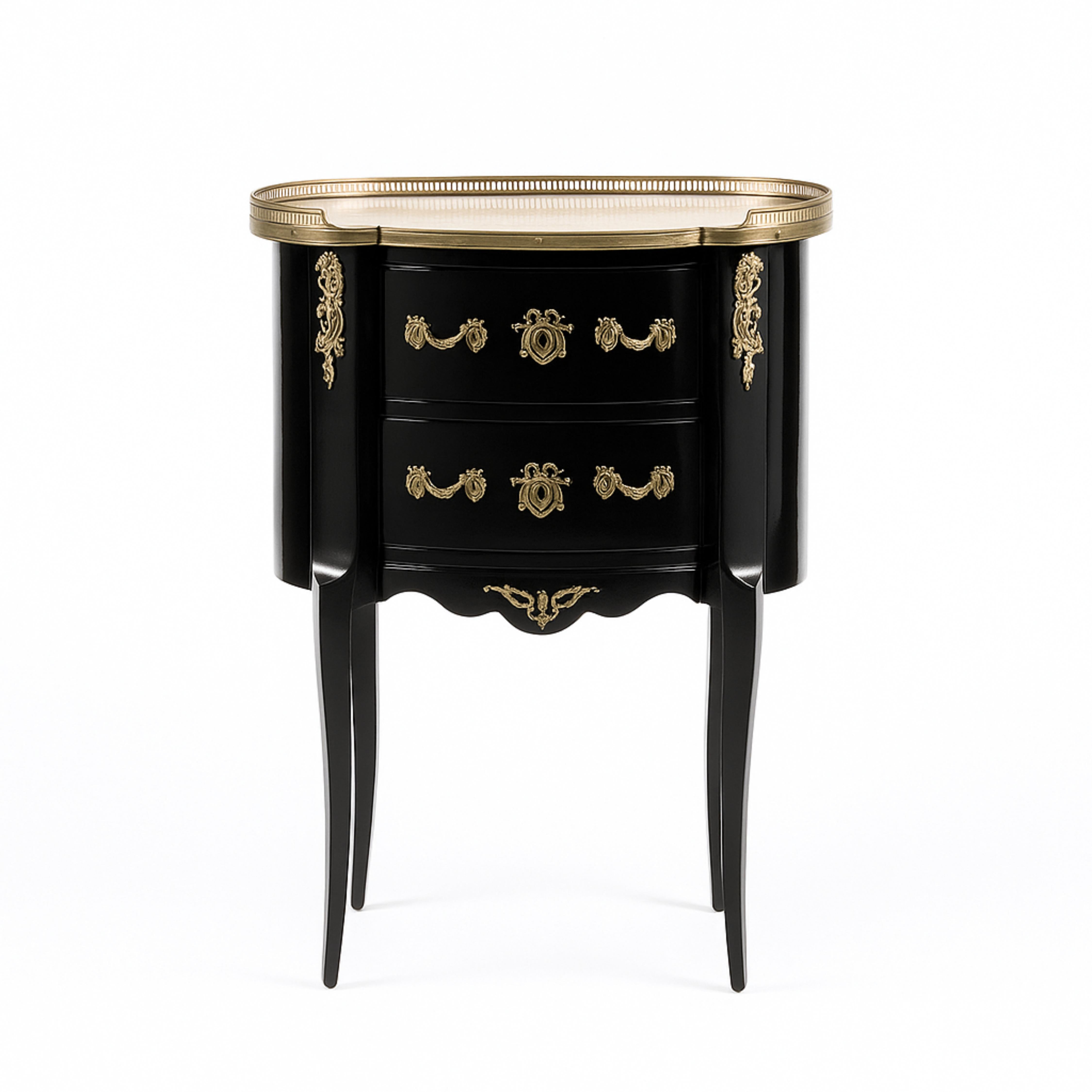 Commode Luigi XV in lacca nera, fine XIX secolo In condizioni discrete in vendita a Lisbon, PT