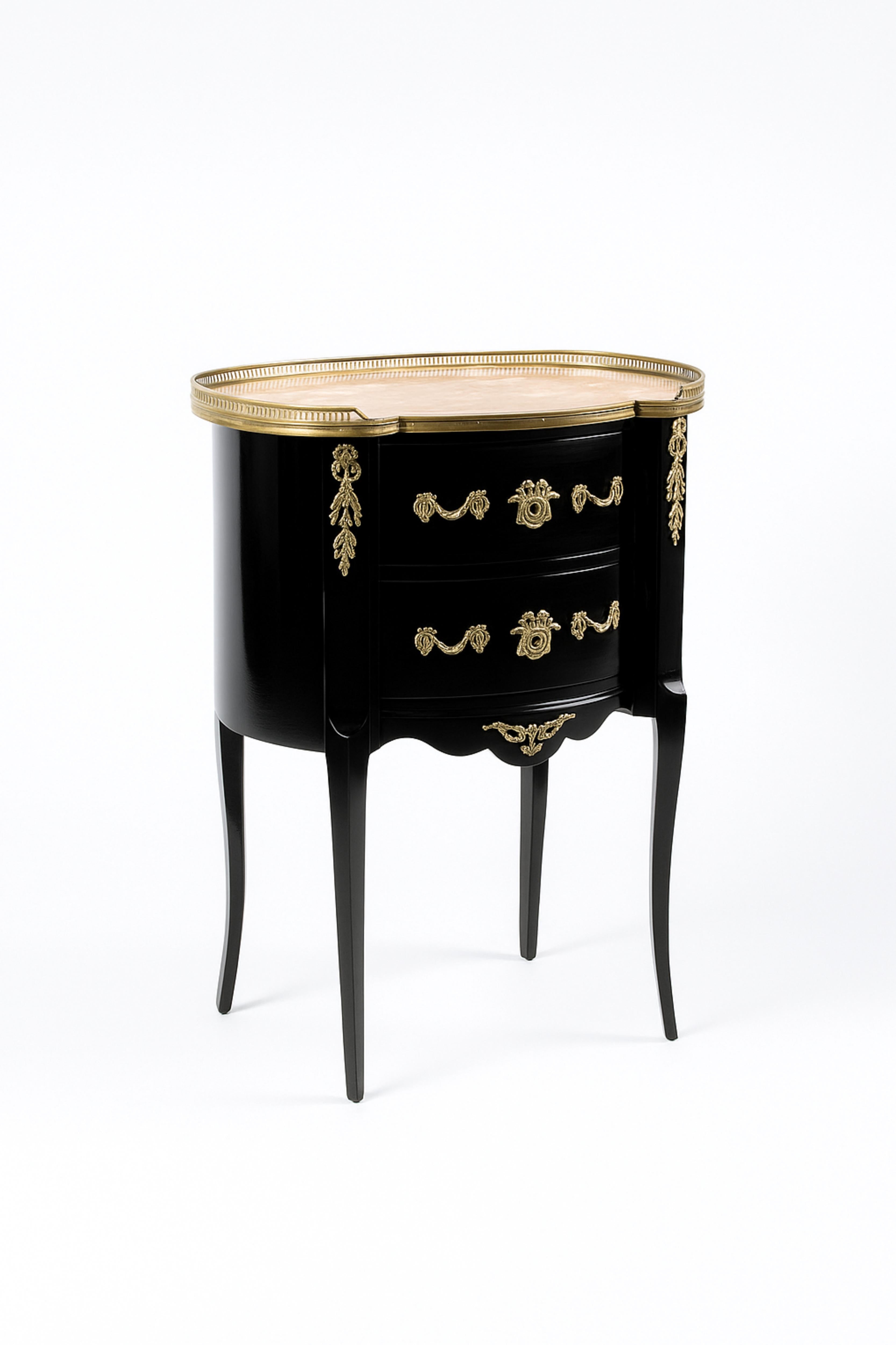 Commode Luigi XV in lacca nera, fine XIX secolo in vendita 1