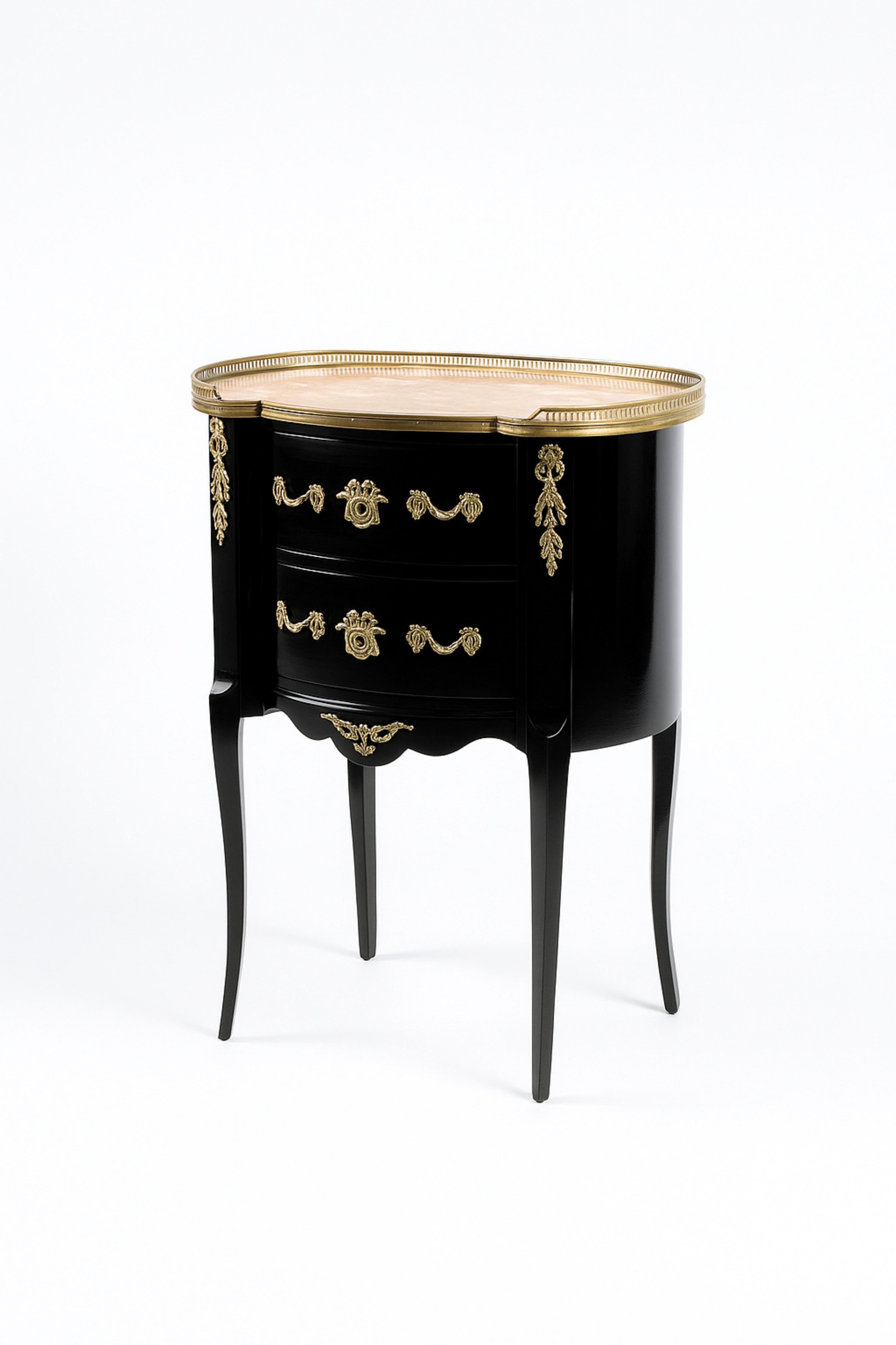 Commode Luigi XV in lacca nera, fine XIX secolo in vendita 2