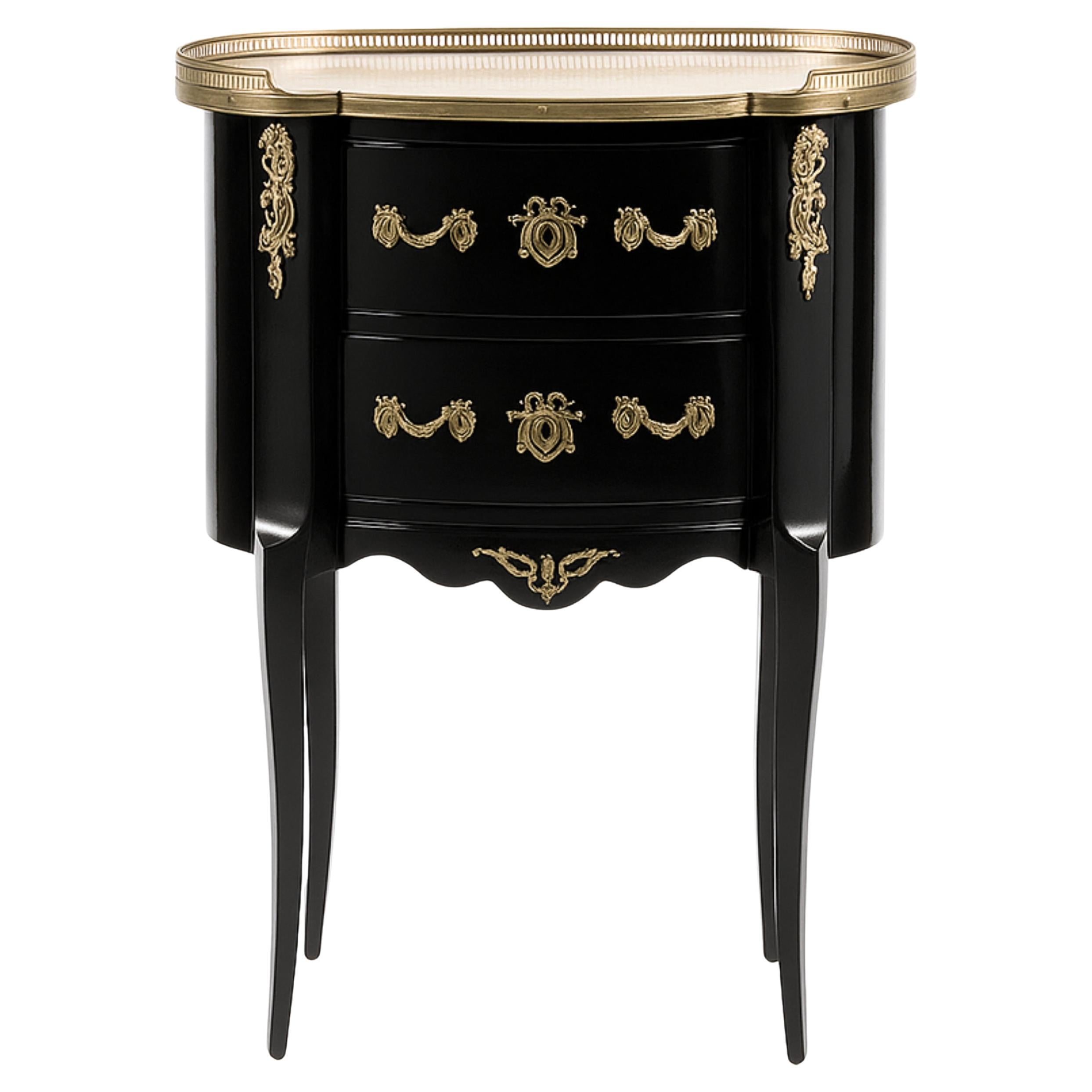 Commode Luigi XV in lacca nera, fine XIX secolo