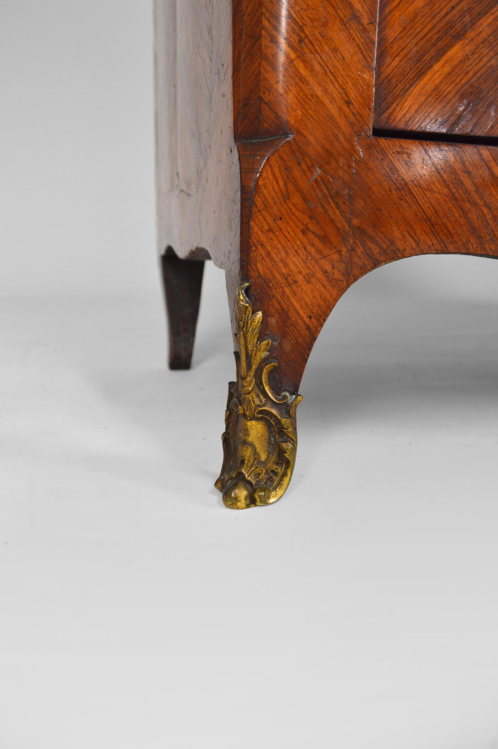 Louis XV Bookcase by Pierre Garnier with Inlay Wood and Marble Top, circa 1750 For Sale 4