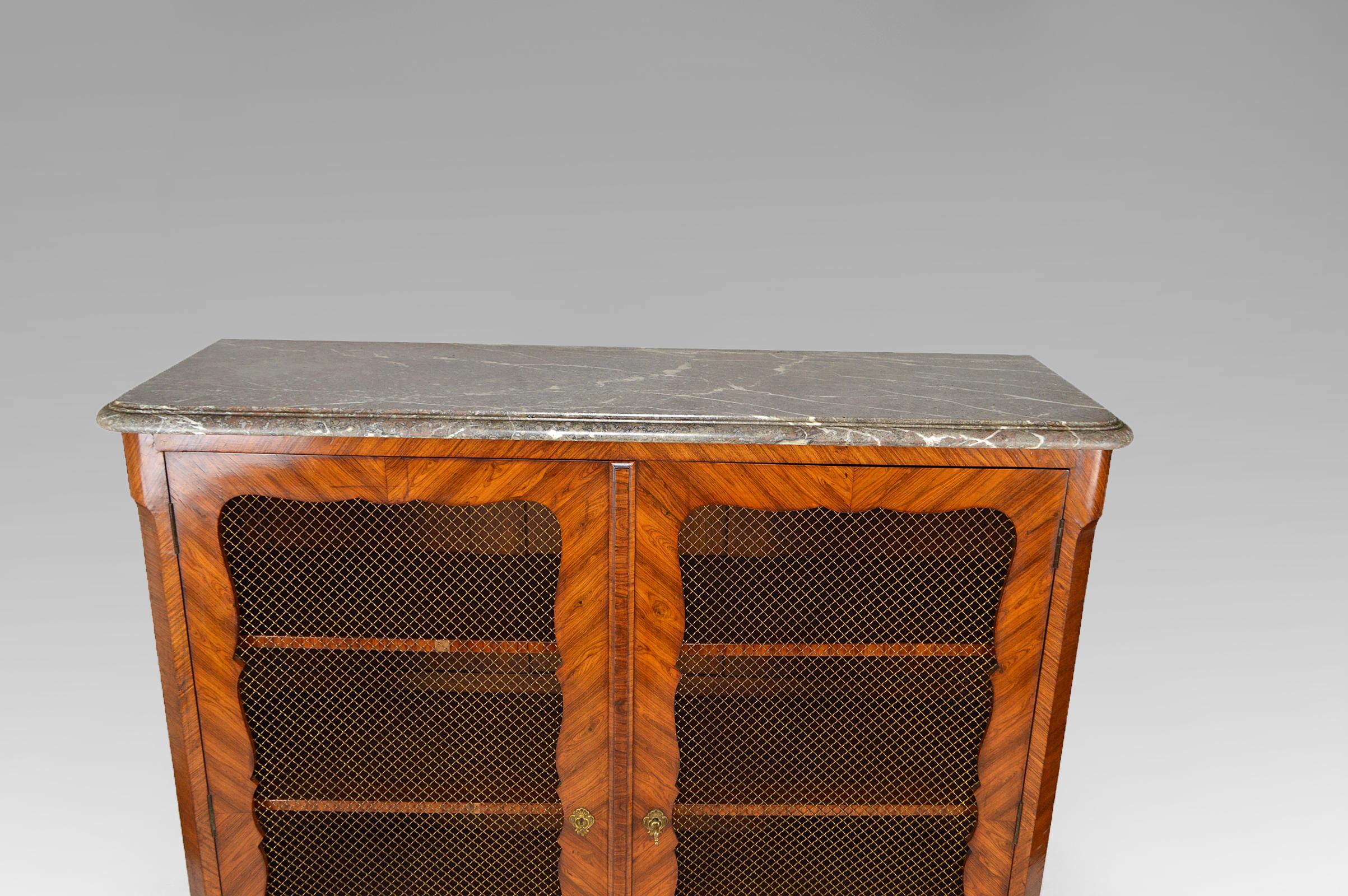 Louis XV Bookcase by Pierre Garnier with Inlay Wood and Marble Top, circa 1750 For Sale 6
