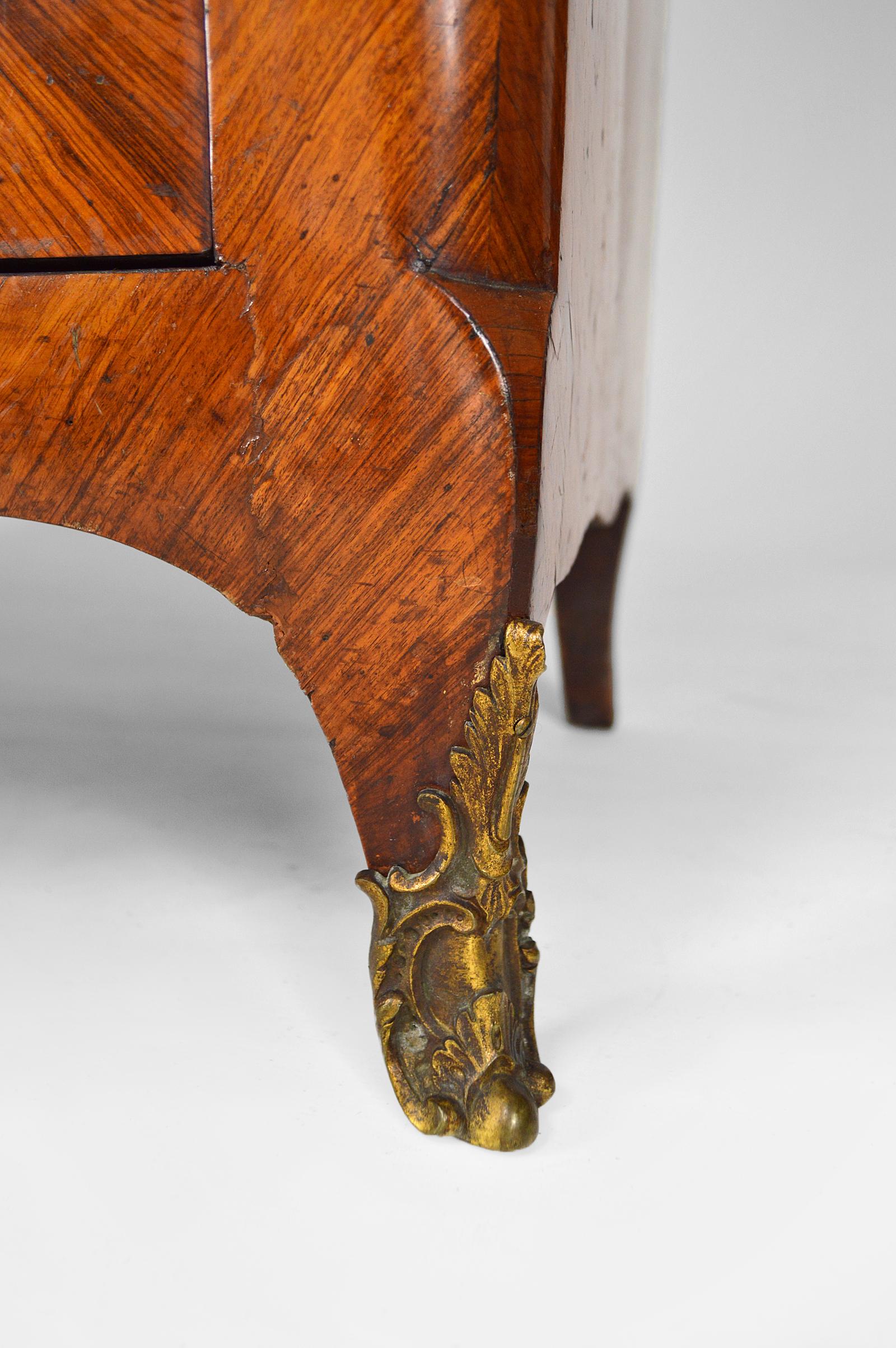 Louis XV Bookcase by Pierre Garnier with Inlay Wood and Marble Top, circa 1750 For Sale 2