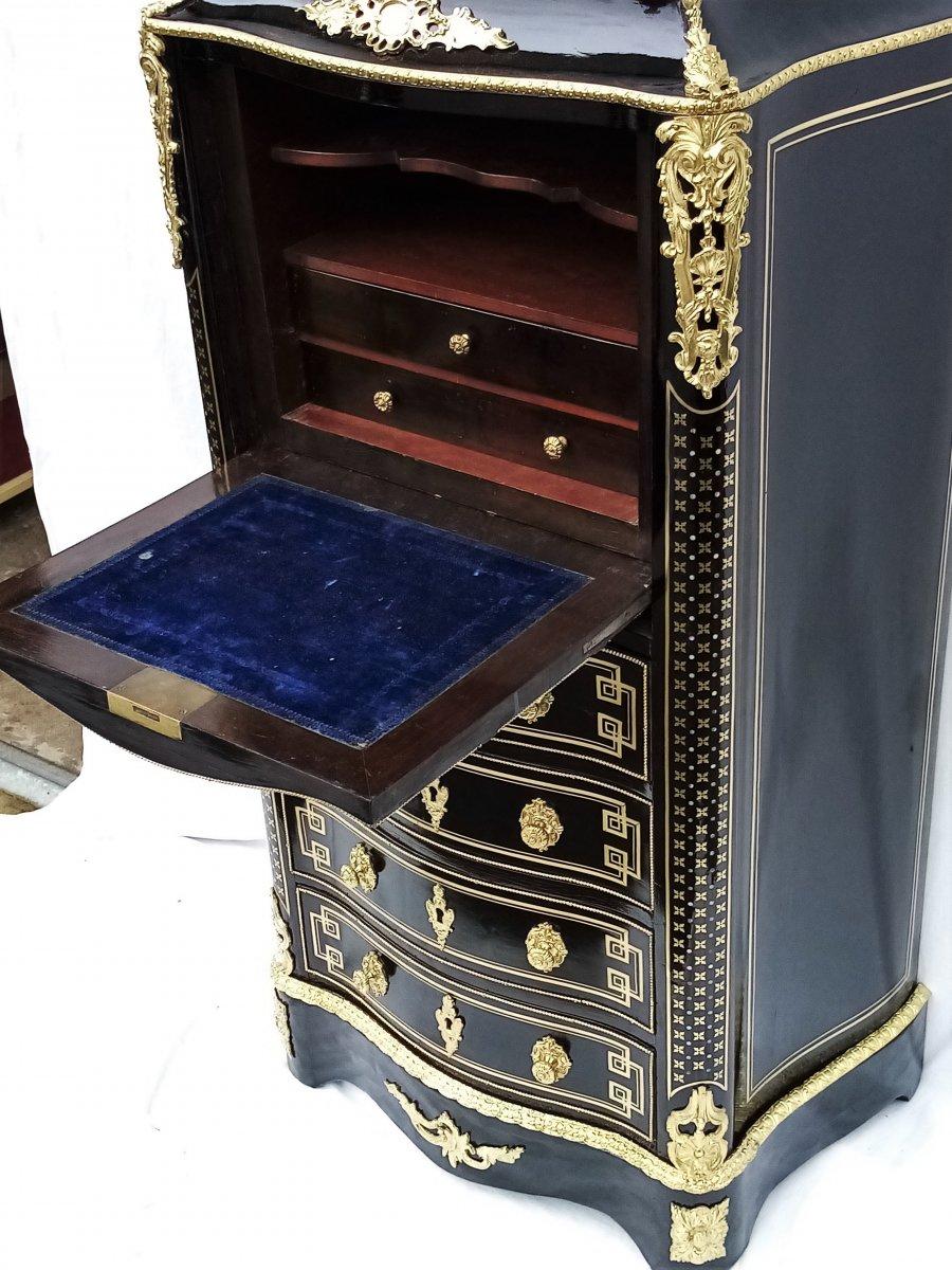 Gilt Louis XV Boulle Marquetry Secretary Desk France, 19th Century