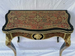Louis XV Boulle Marquetry Style Game Table Console Table, France, 19th Century