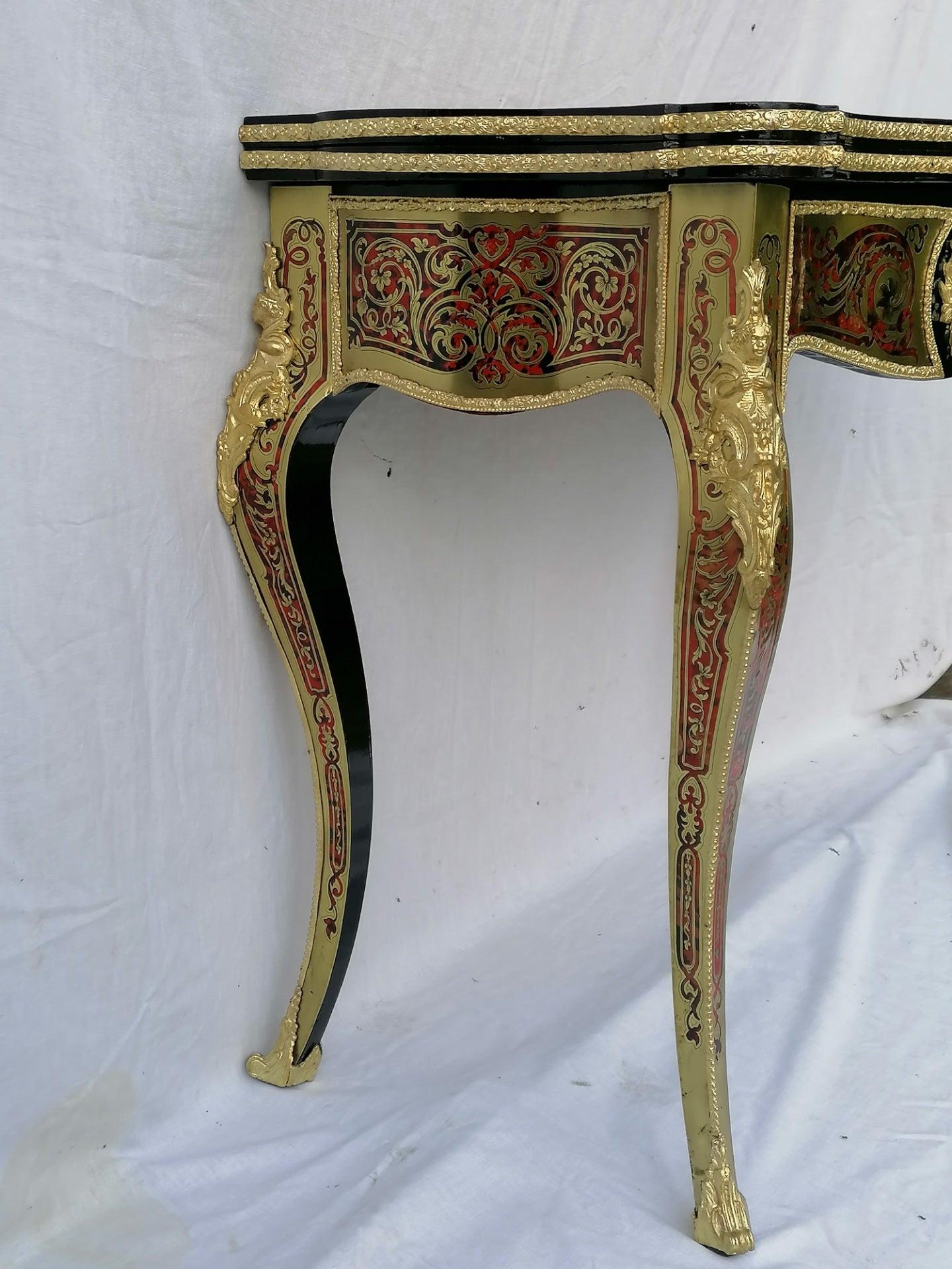Louis XV Boulle Marquetry Style Game Table Console Table, France, 19th Century In Good Condition In Paris, FR