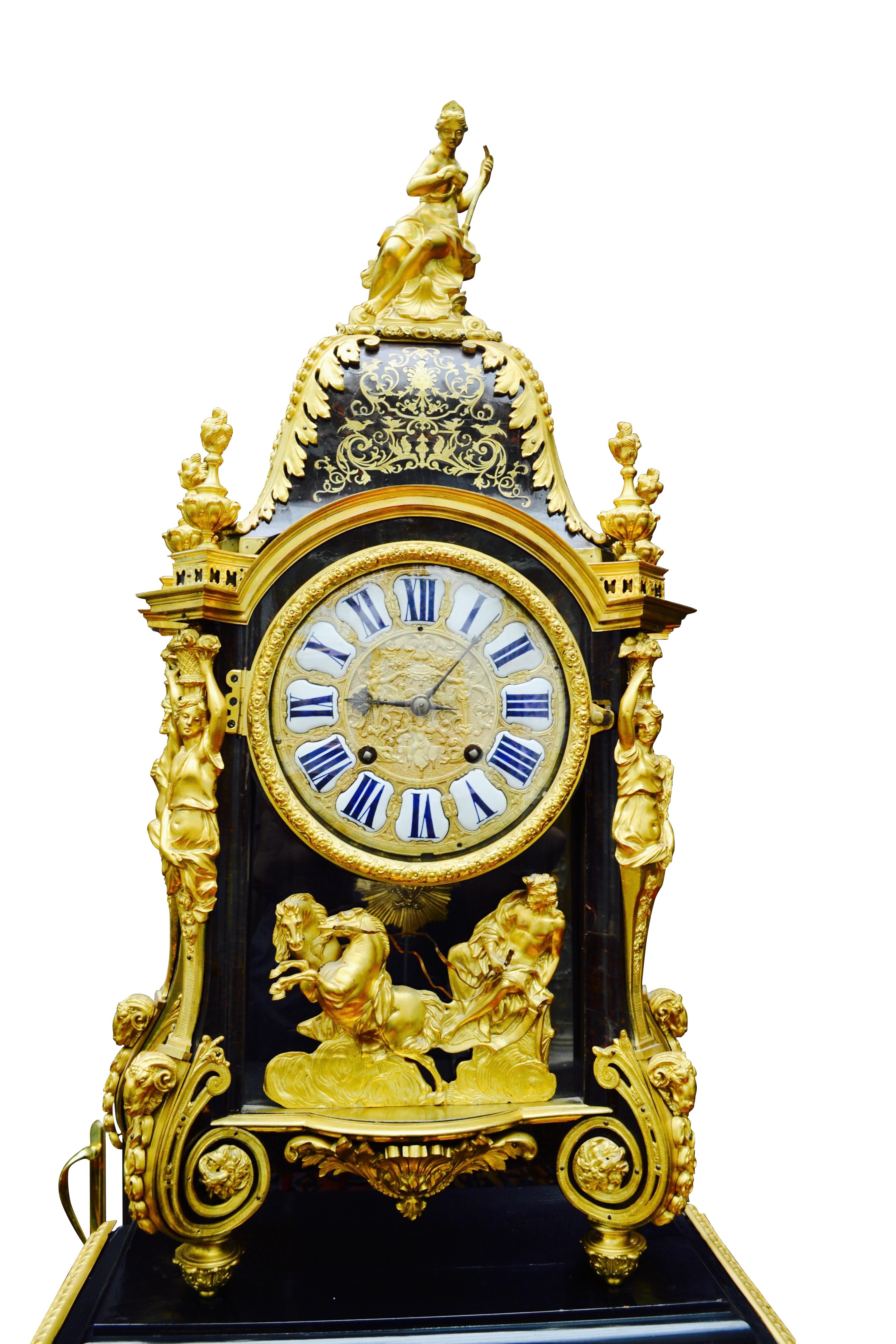 Louis XV Boulle Pedestal Clock, Movement Signed Duval, Paris 5
