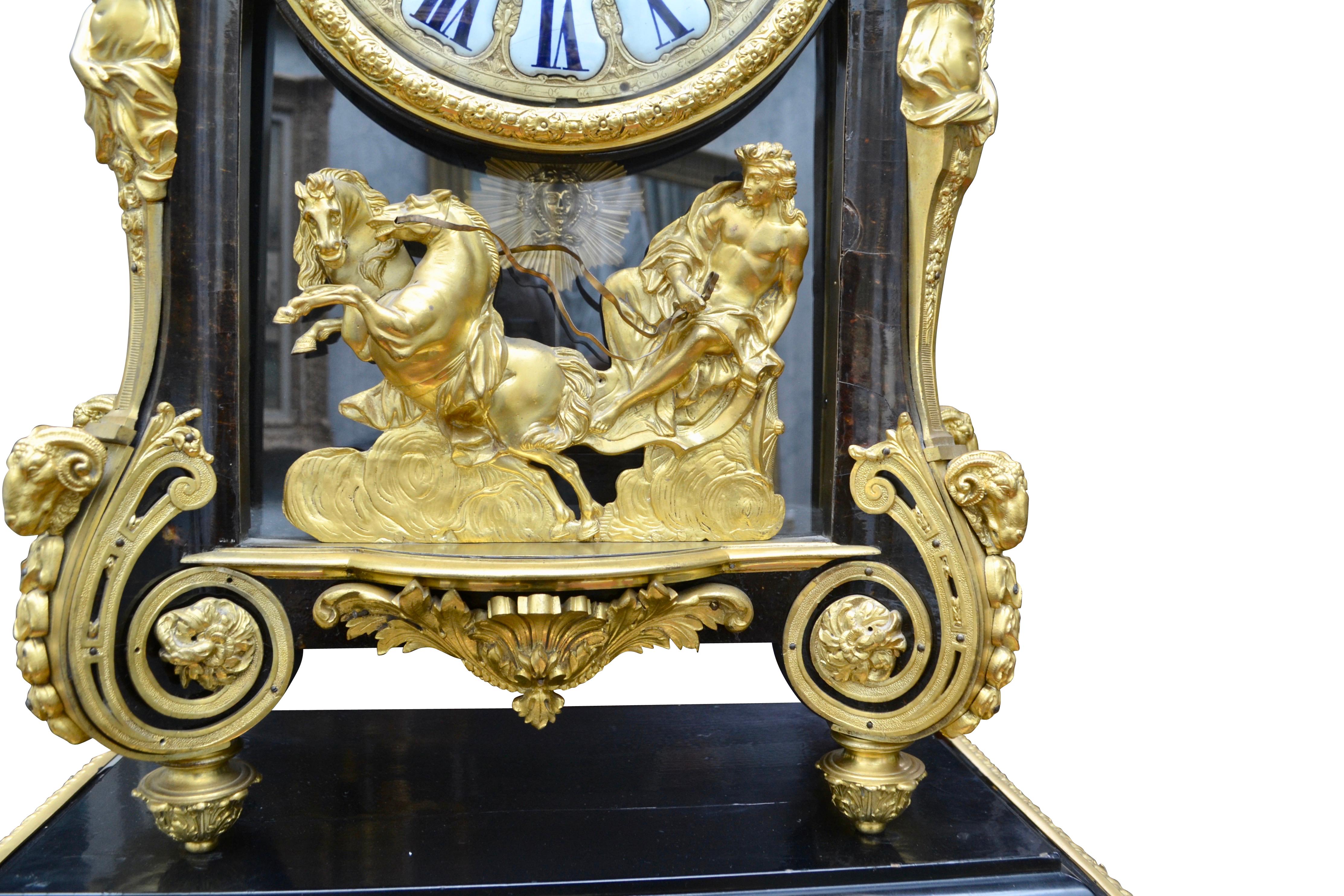 Louis XV Boulle Pedestal Clock, Movement Signed Duval, Paris 6