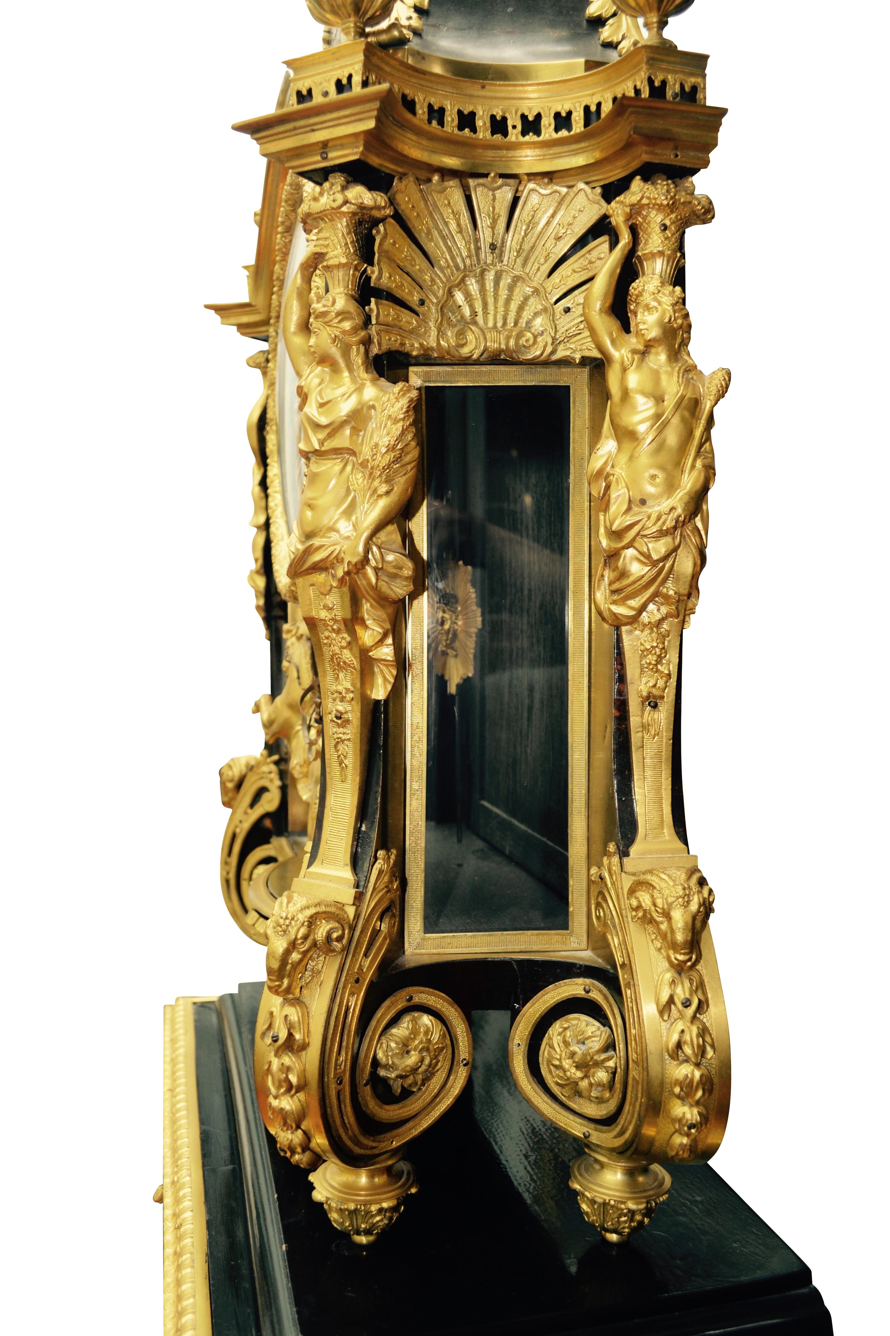 Louis XV Boulle Pedestal Clock, Movement Signed Duval, Paris 9