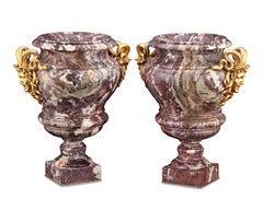 Louis XV Brêche Violette Marble and Ormolu Medusa Urns