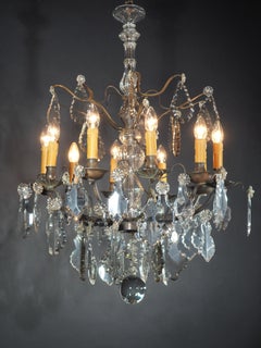 Louis XV Dark Bronze Baccarat Chandelier, France, 19th Century