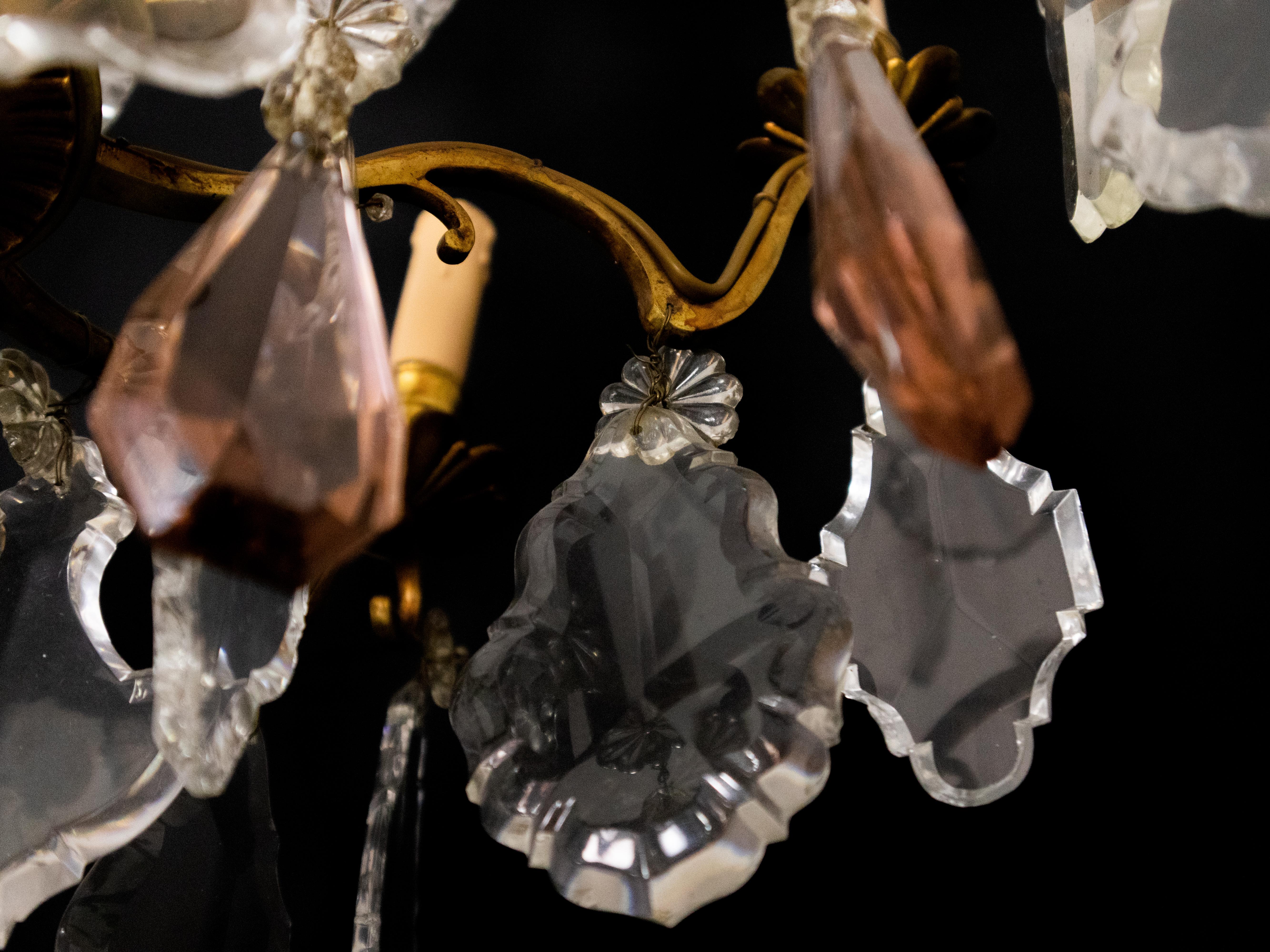Louis XV Bronze Crystal Chandelier, Nine Lights, 1800s For Sale 4