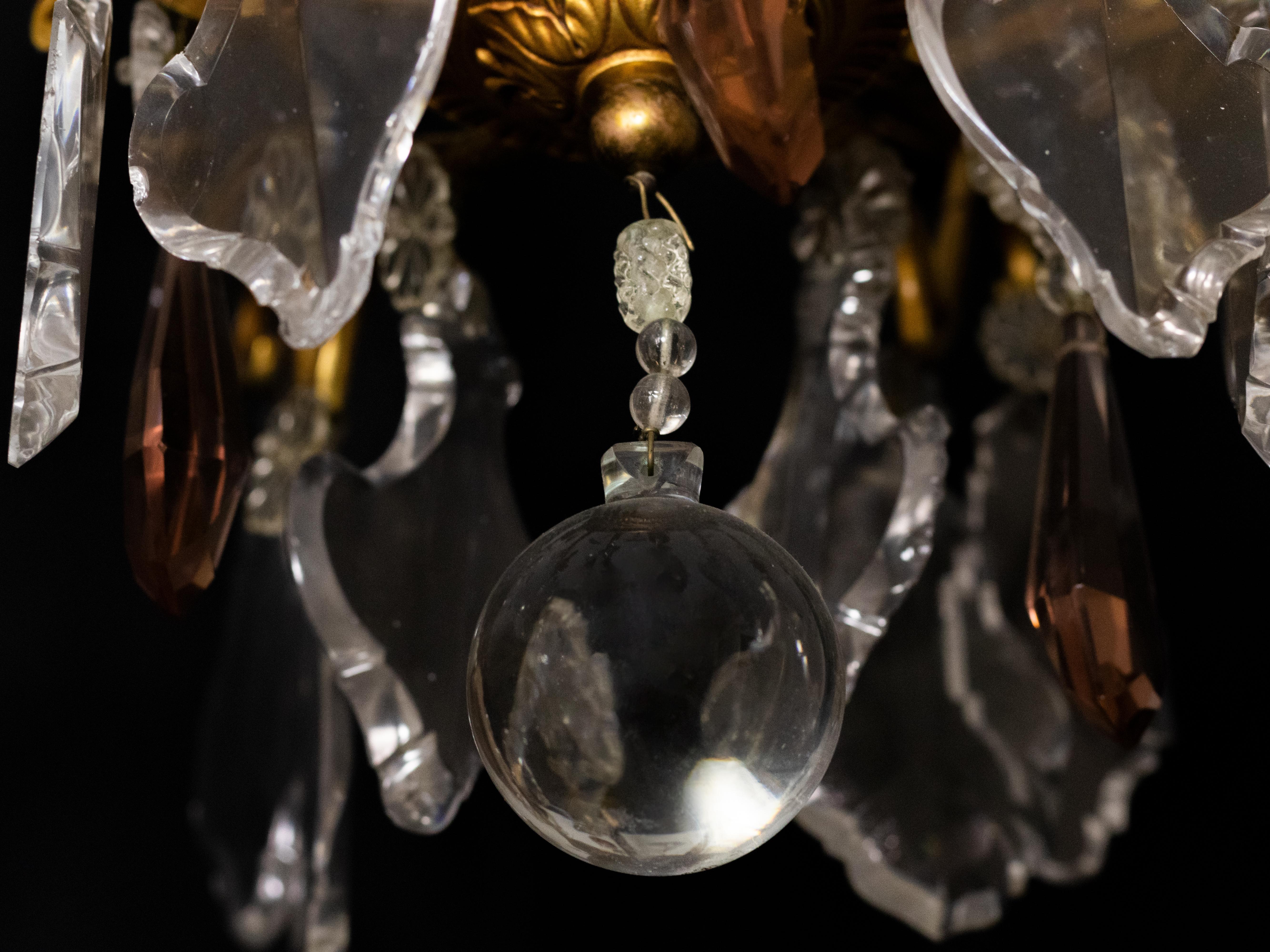 19th Century Louis XV Bronze Crystal Chandelier, Nine Lights, 1800s For Sale